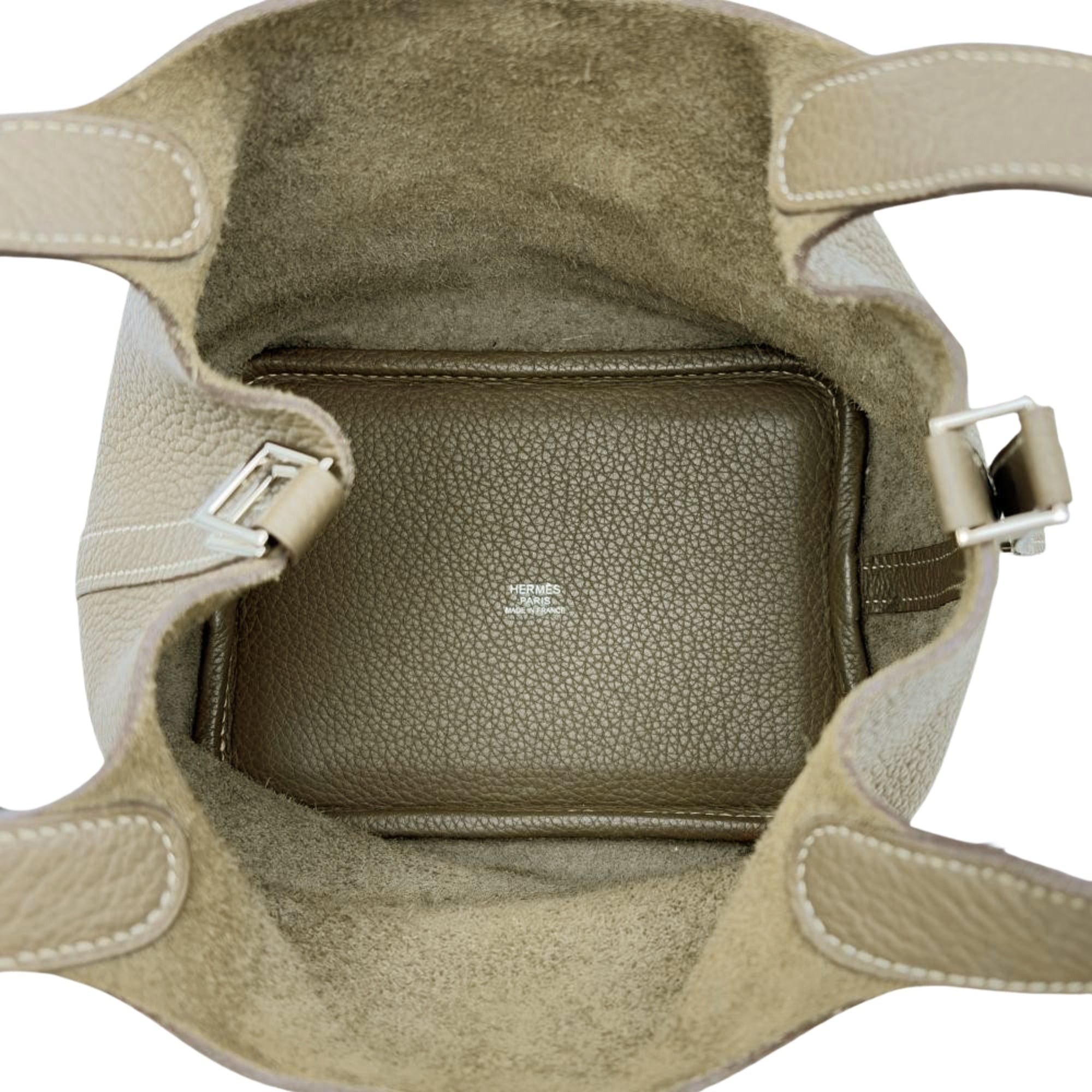 Hermes Hermes Picotin Lock PM handbag, Taurillon Clemence leather, □M stamp, Etoupe color, silver hardware, women's. Size ONE SIZE - 5 Thumbnail