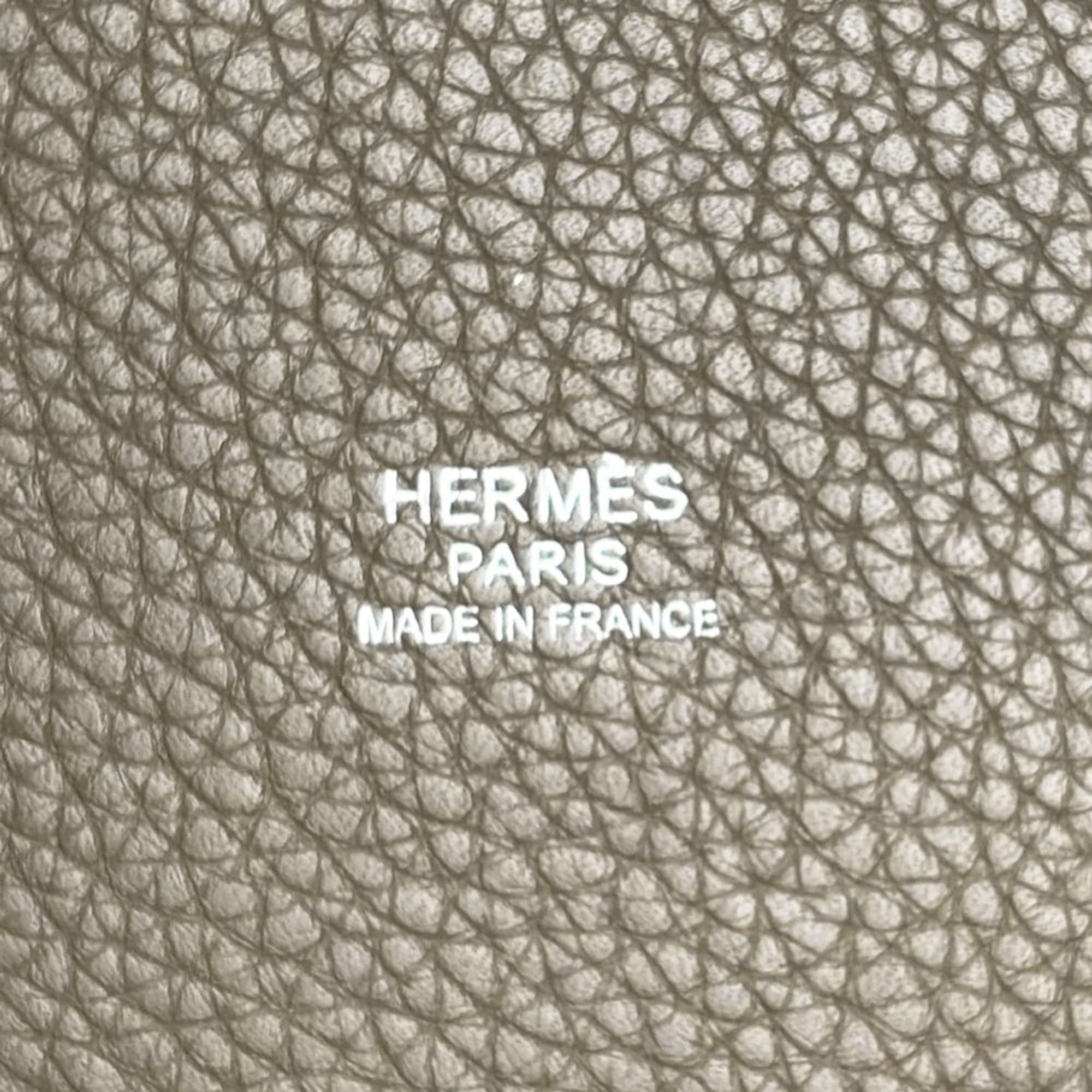 Hermes Hermes Picotin Lock PM handbag, Taurillon Clemence leather, □M stamp, Etoupe color, silver hardware, women's. Size ONE SIZE - 10 Thumbnail