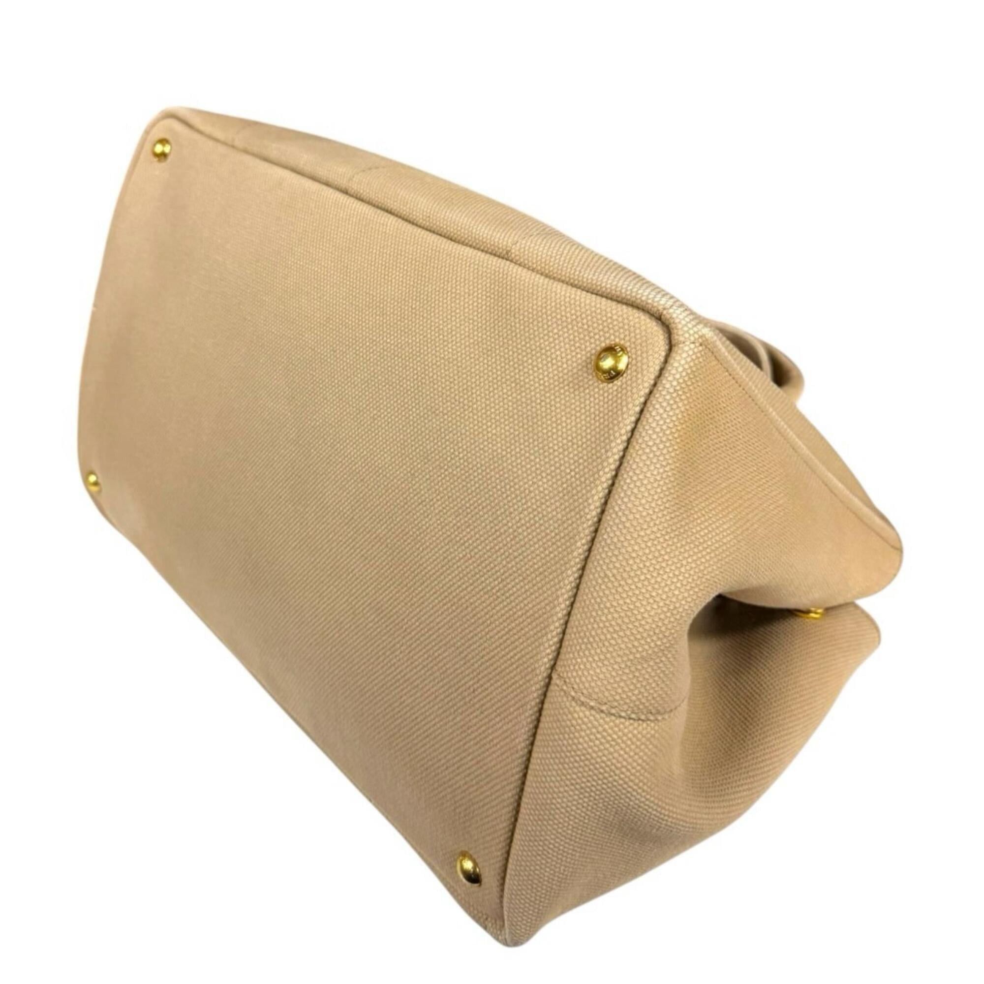 Prada Prada Canapa Tote L Handbag, Canvas, Beige, Women's PRADA Size ONE SIZE - 7 Thumbnail