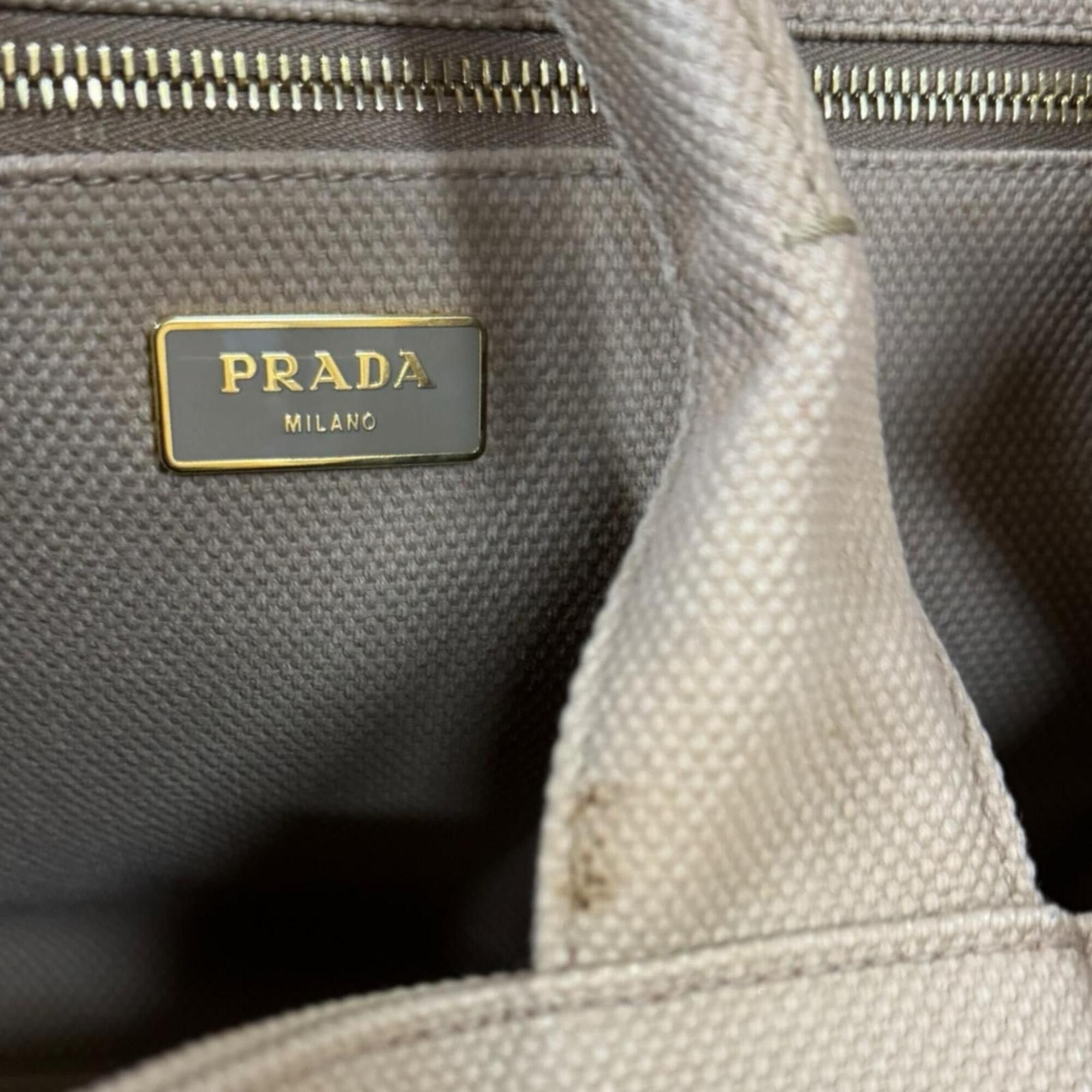 Prada Prada Canapa Tote L Handbag, Canvas, Beige, Women's PRADA Size ONE SIZE - 14 Thumbnail