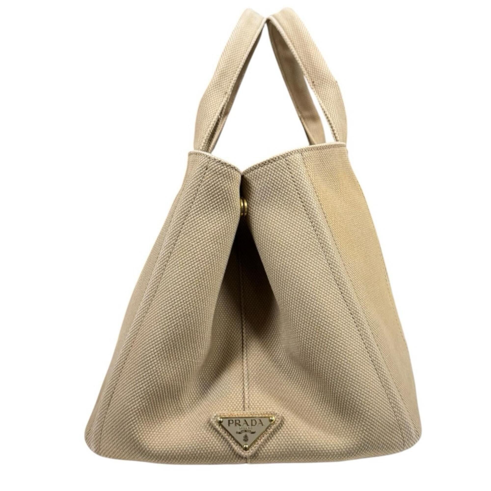 Prada Prada Canapa Tote L Handbag, Canvas, Beige, Women's PRADA Size ONE SIZE - 4 Thumbnail