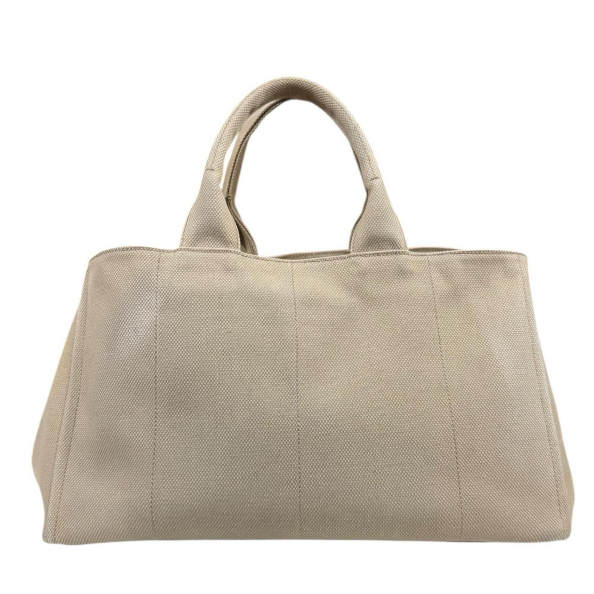 Prada Prada Canapa Tote L Handbag, Canvas, Beige, Women's PRADA Size ONE SIZE - 3 Thumbnail