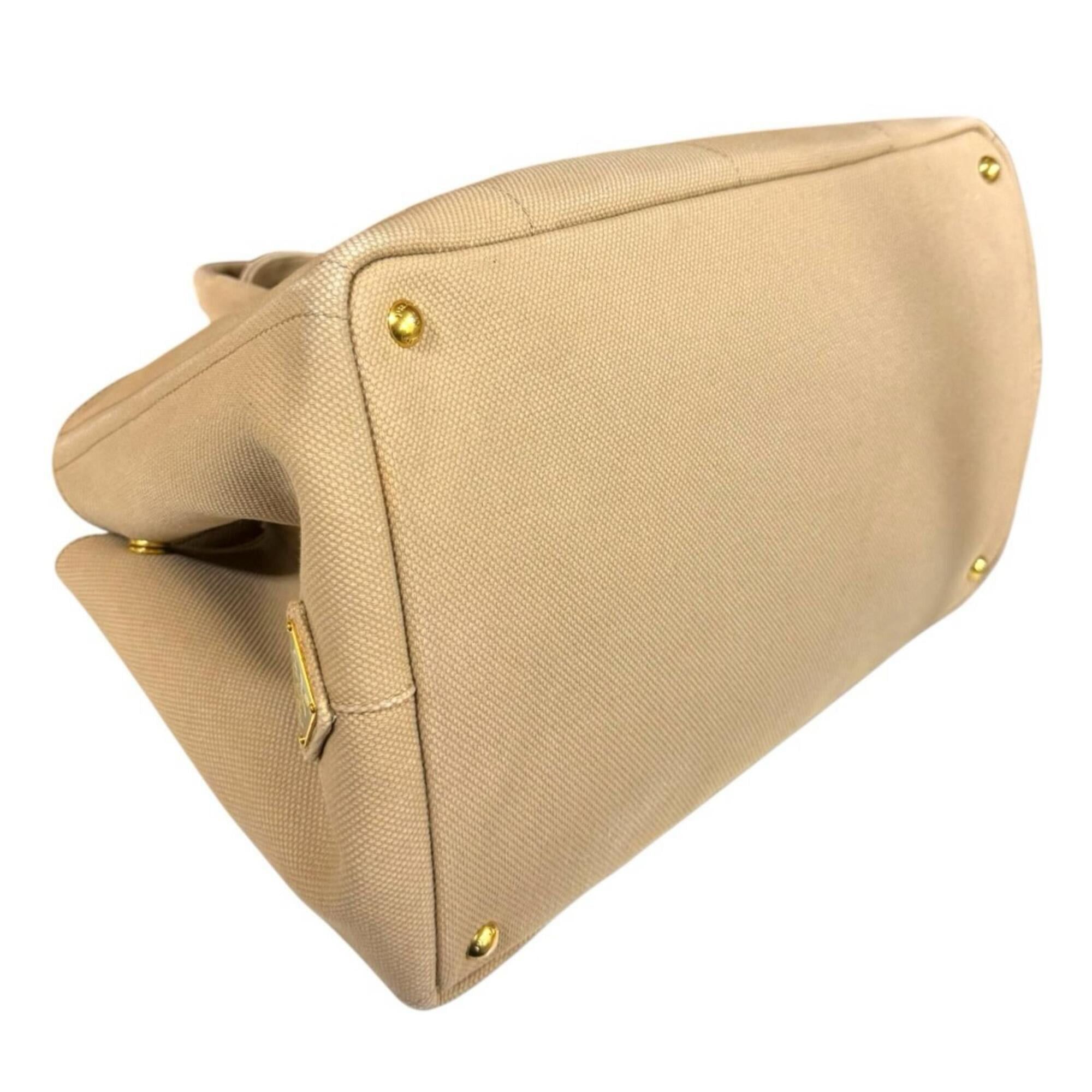 Prada Prada Canapa Tote L Handbag, Canvas, Beige, Women's PRADA Size ONE SIZE - 6 Thumbnail
