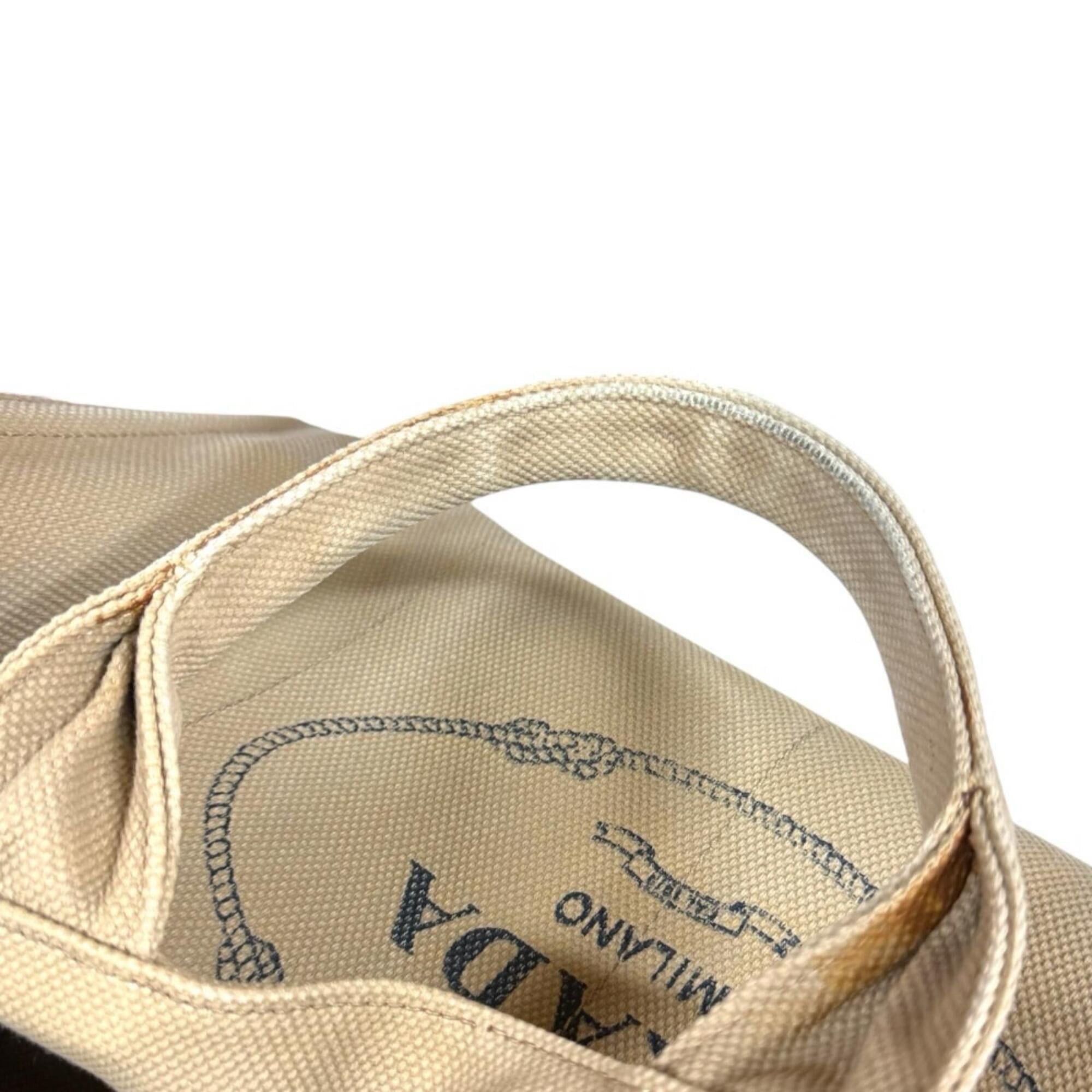 Prada Prada Canapa Tote L Handbag, Canvas, Beige, Women's PRADA Size ONE SIZE - 17 Thumbnail