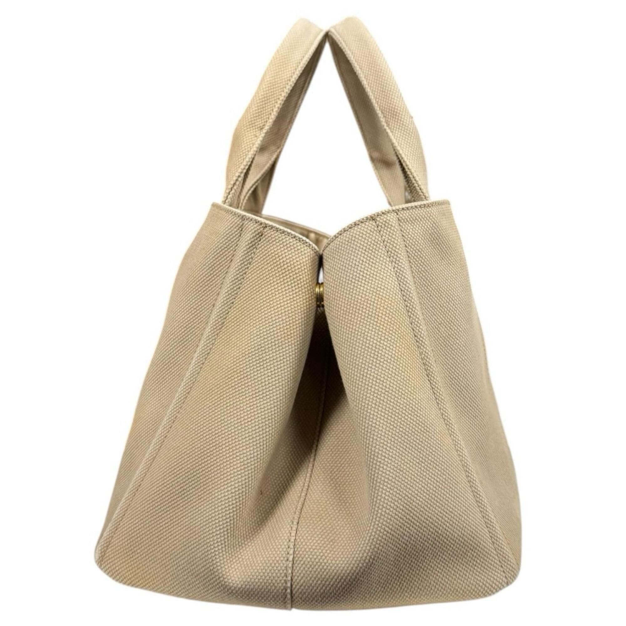 Prada Prada Canapa Tote L Handbag, Canvas, Beige, Women's PRADA Size ONE SIZE - 5 Thumbnail