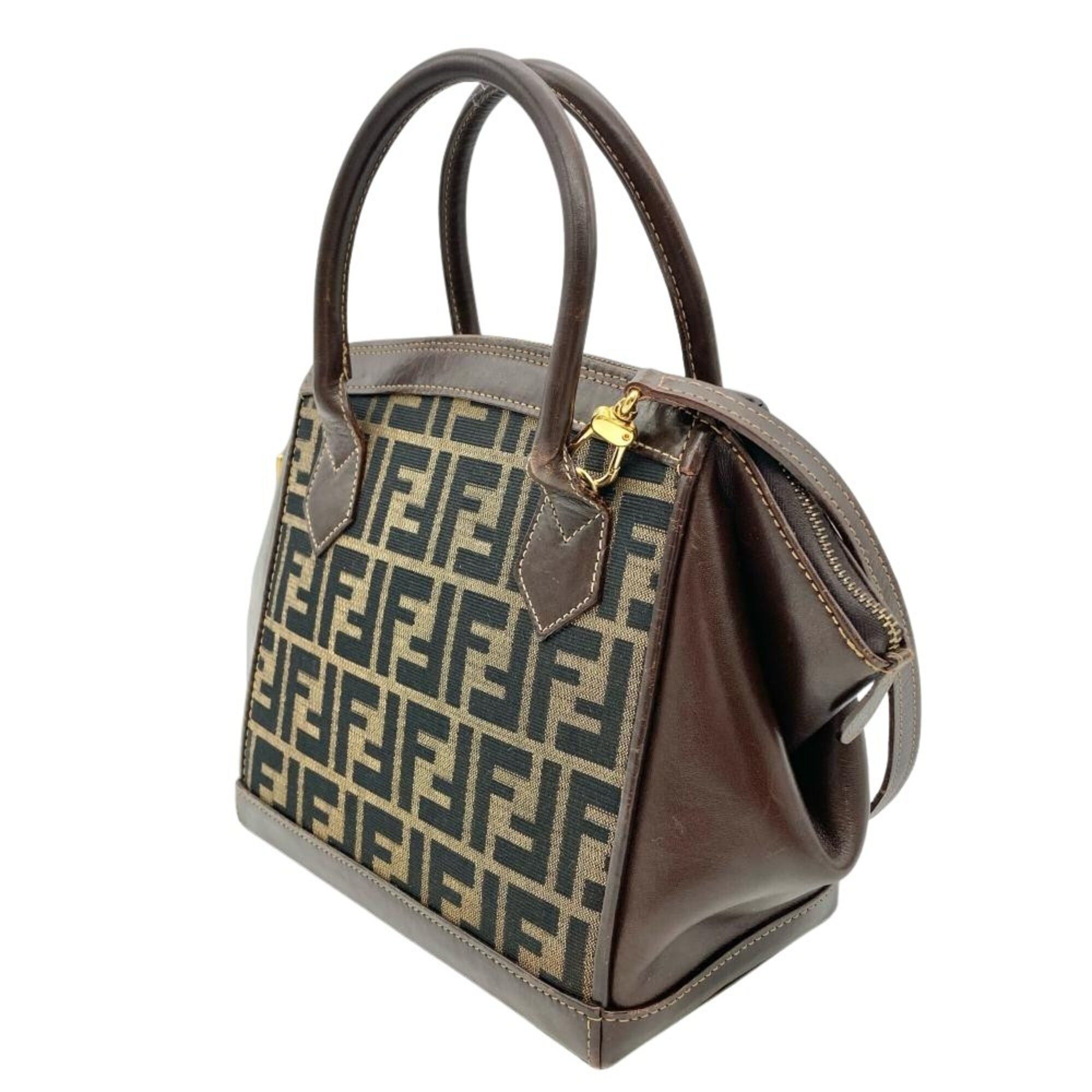 Fendi Fendi Zucca Handbag, 2-Way, Jacquard Leather, Brown, Gold Hardware, Shoulder Bag, Vintage, Women's Size ONE SIZE - 2 Thumbnail