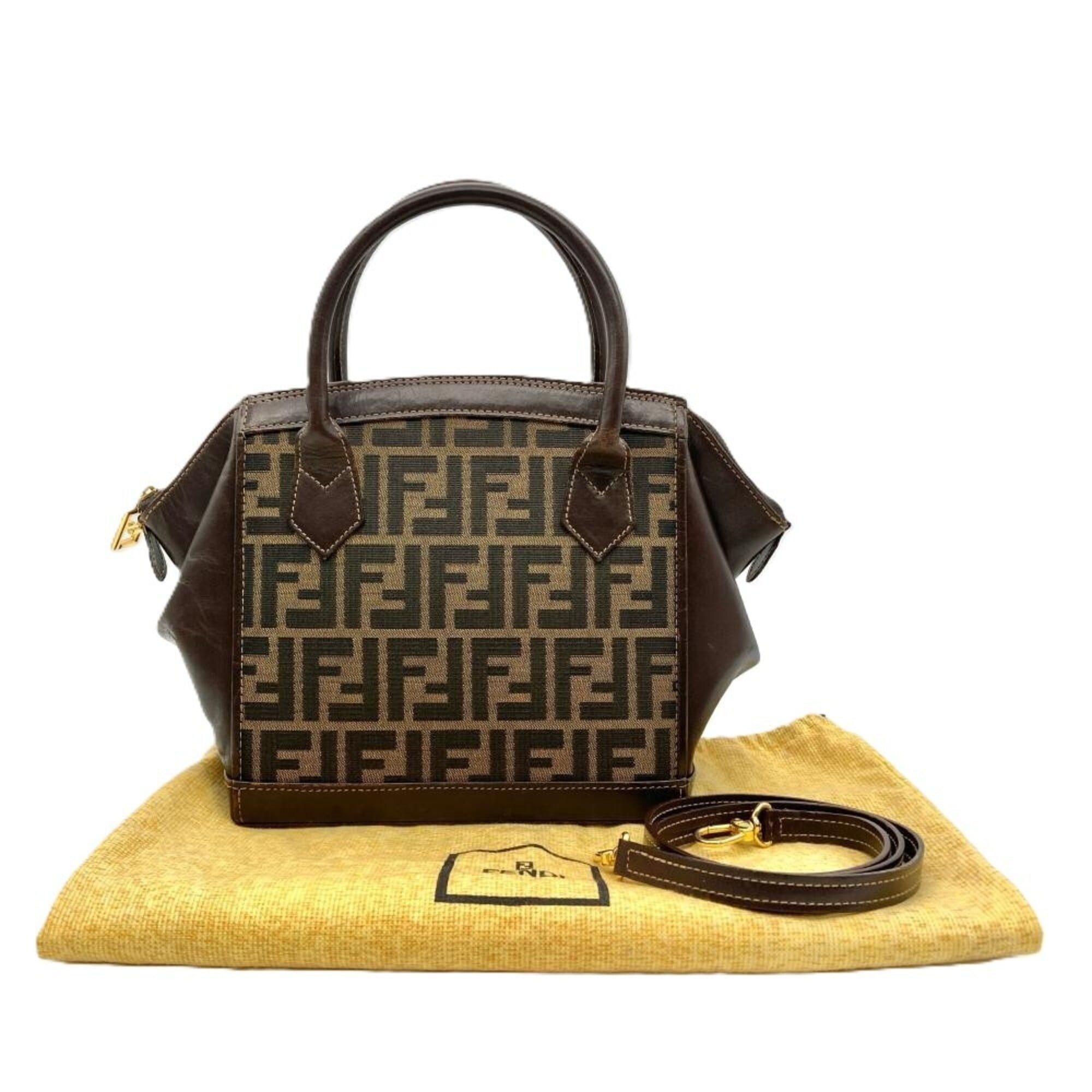 Fendi Fendi Zucca Handbag, 2-Way, Jacquard Leather, Brown, Gold Hardware, Shoulder Bag, Vintage, Women's Size ONE SIZE - 15 Thumbnail