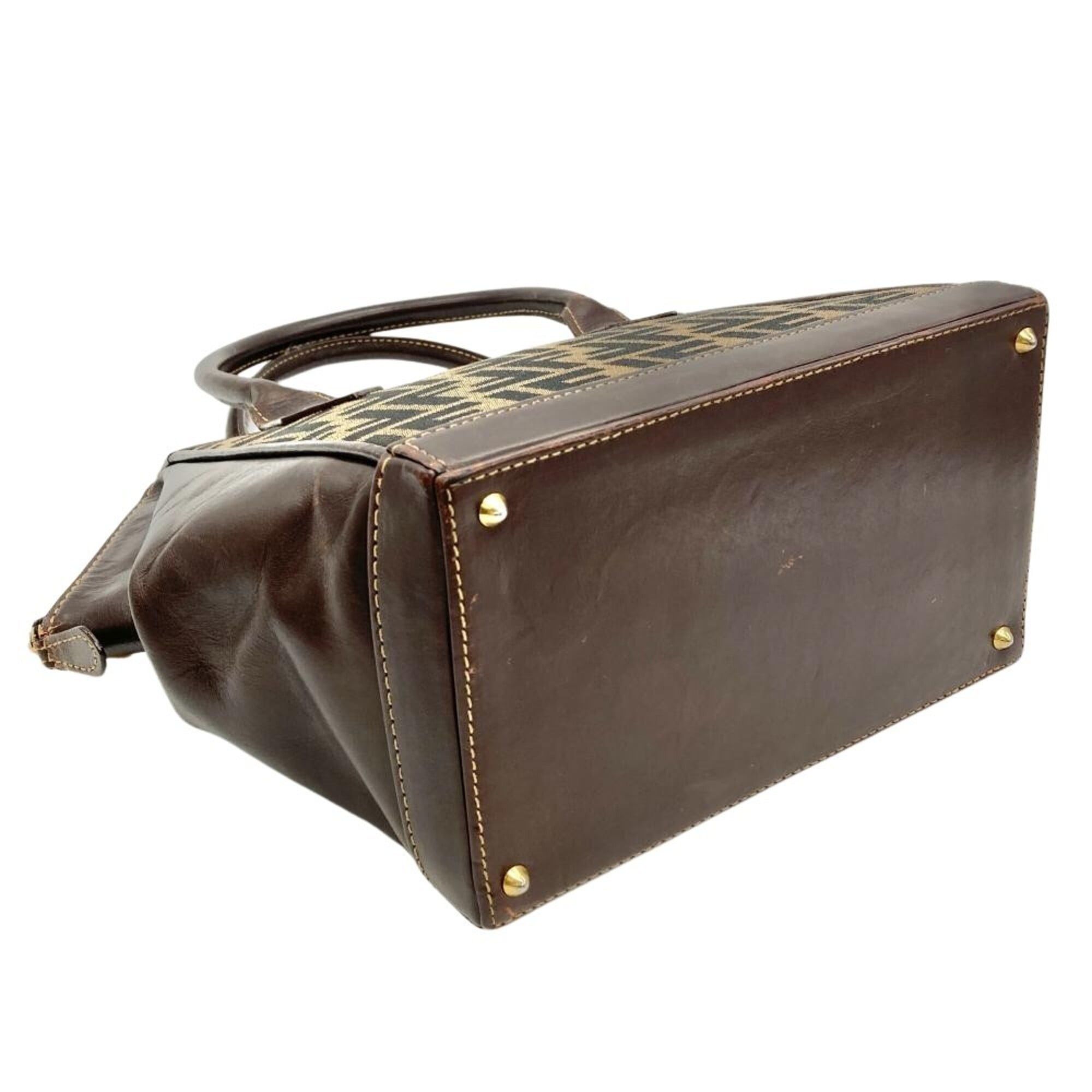 Fendi Fendi Zucca Handbag, 2-Way, Jacquard Leather, Brown, Gold Hardware, Shoulder Bag, Vintage, Women's Size ONE SIZE - 4 Thumbnail