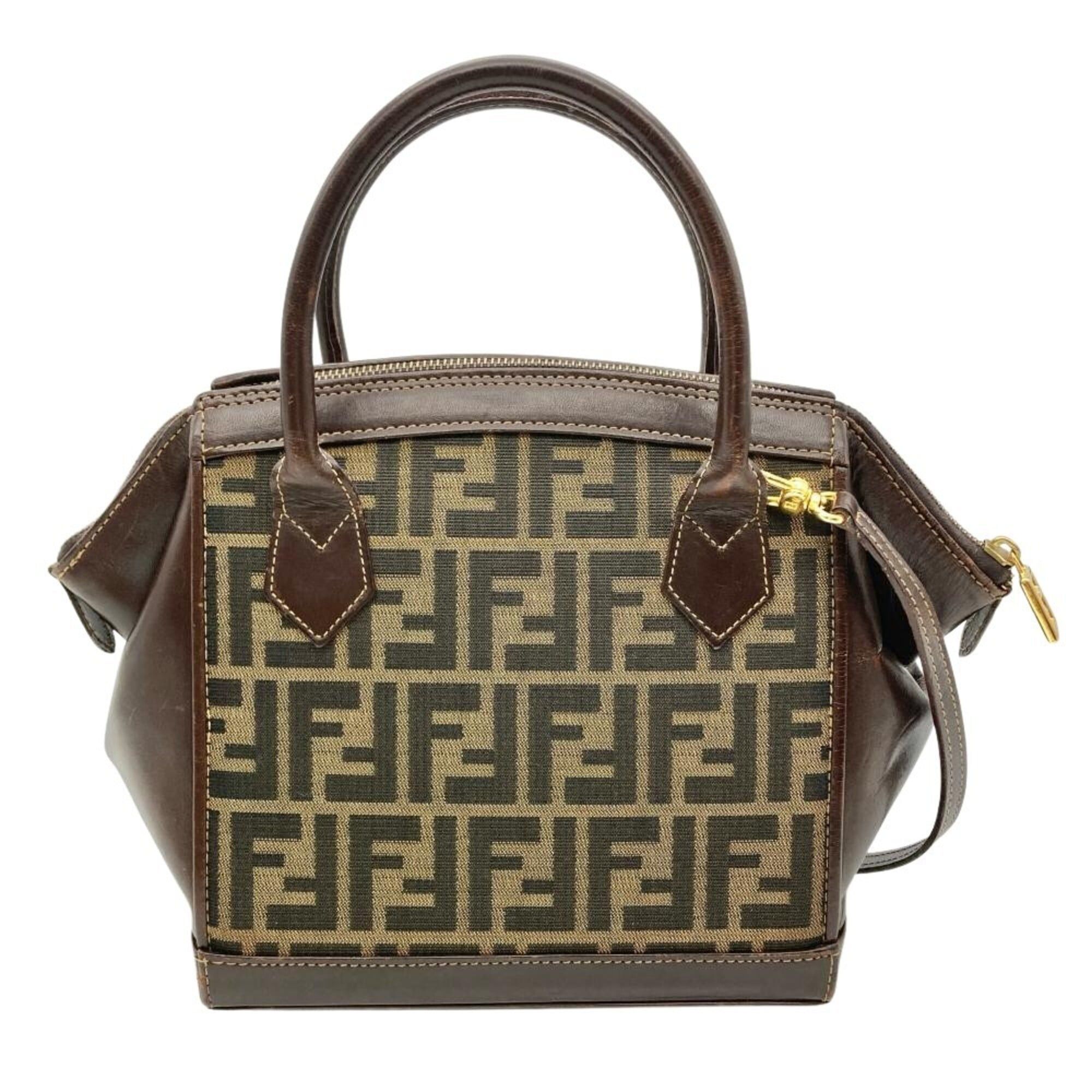 Fendi Fendi Zucca Handbag, 2-Way, Jacquard Leather, Brown, Gold Hardware, Shoulder Bag, Vintage, Women's Size ONE SIZE - 3 Thumbnail