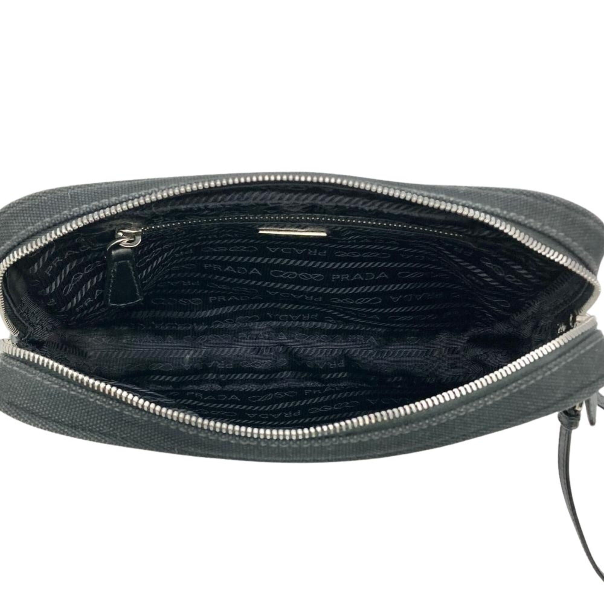Prada Prada accessory pouch/handbag, canvas, black, silver hardware, women's. Size ONE SIZE - 5 Thumbnail