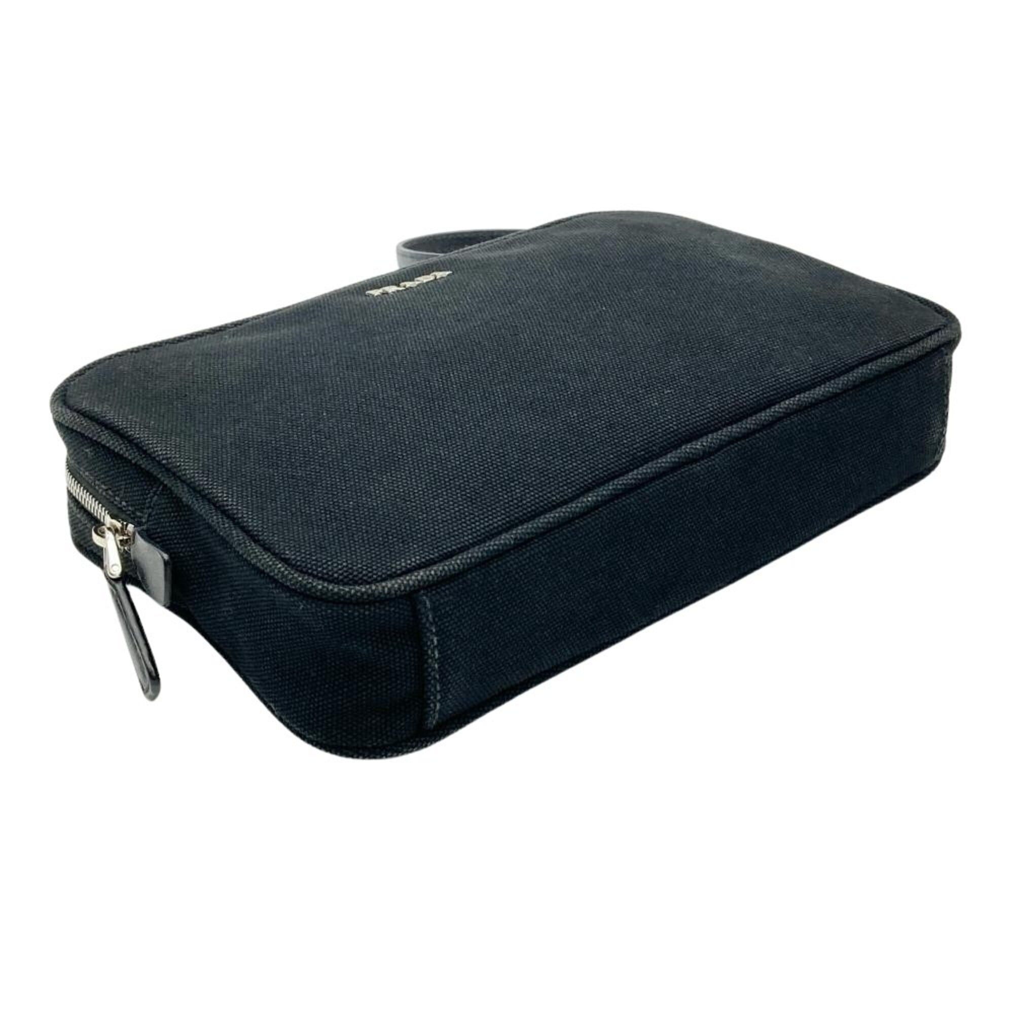Prada Prada accessory pouch/handbag, canvas, black, silver hardware, women's. Size ONE SIZE - 4 Thumbnail