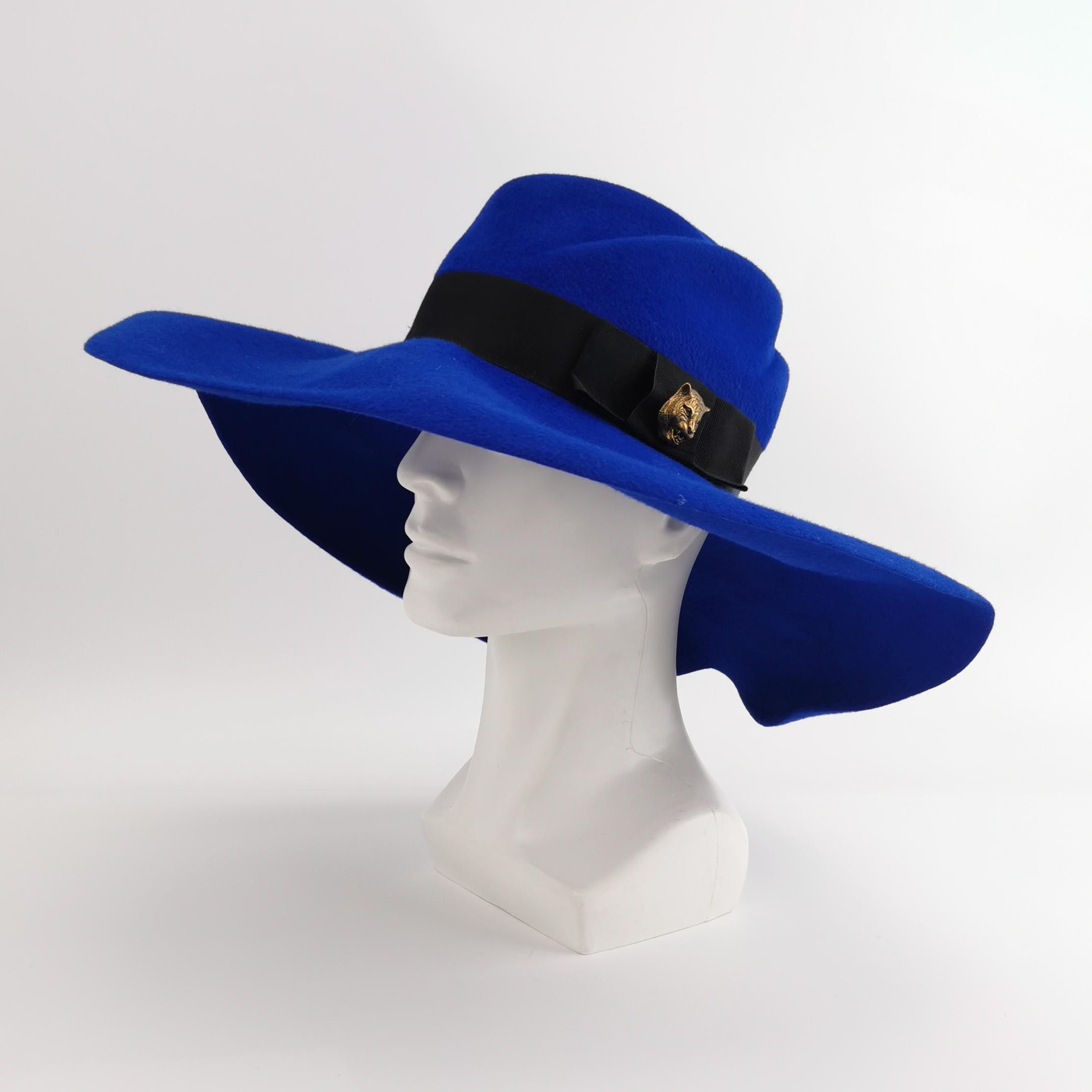 Gucci Gucci Blue Rabbit Fur Wide Brim Hat Size M Size ONE SIZE - 2 Thumbnail