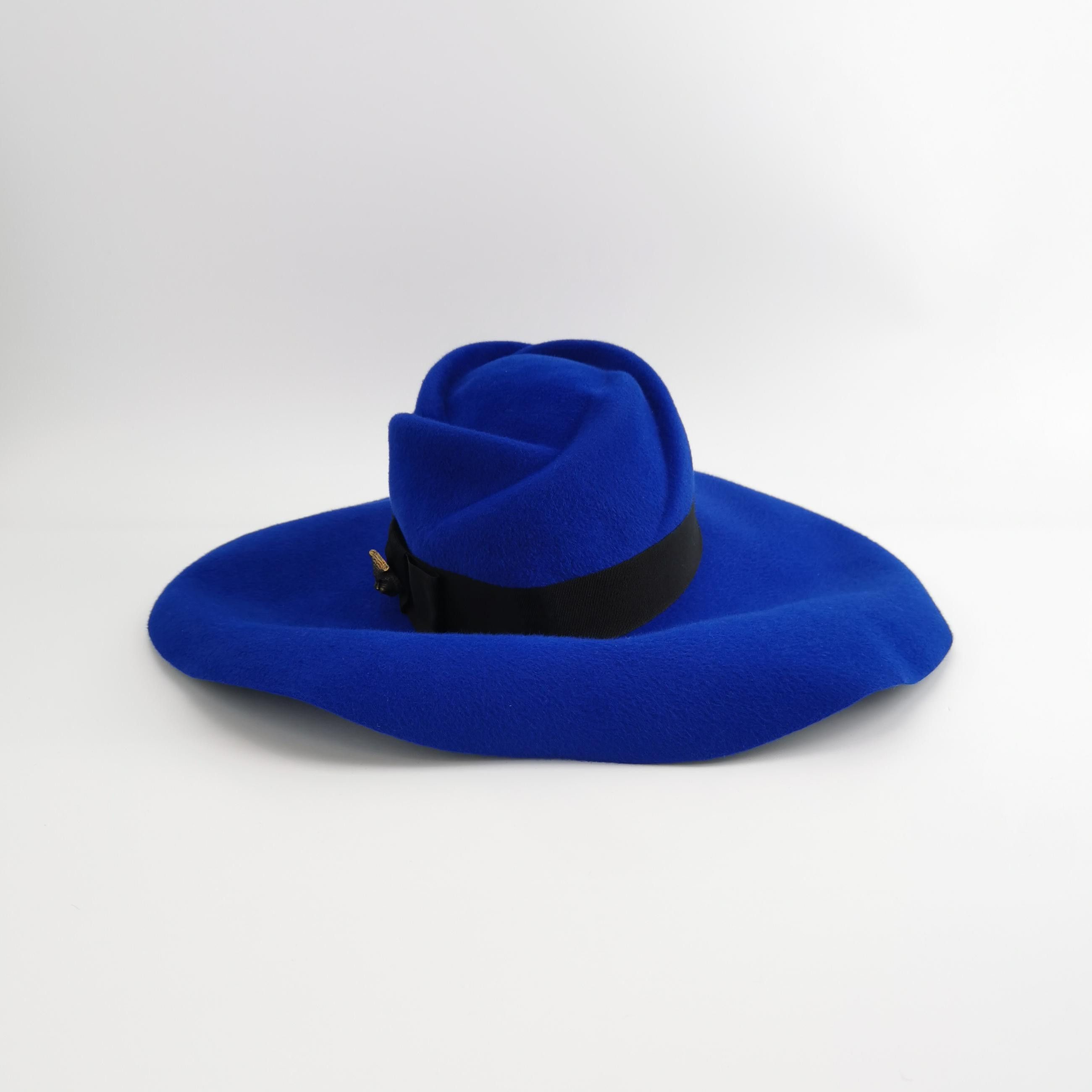 Gucci Gucci Blue Rabbit Fur Wide Brim Hat Size M Size ONE SIZE - 3 Thumbnail