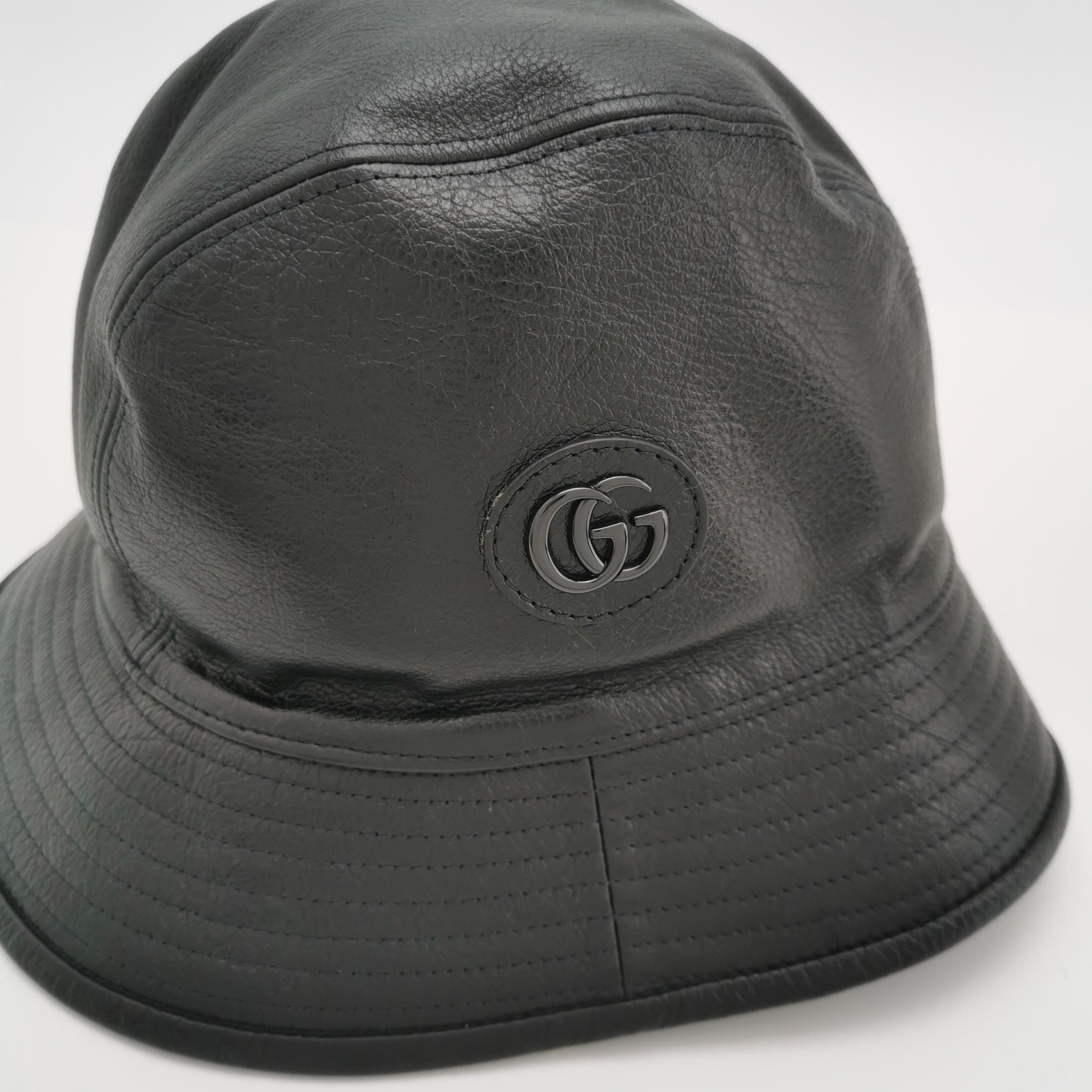 Gucci Gucci Leather Double G Bucket Hat Size M Size ONE SIZE - 4 Thumbnail