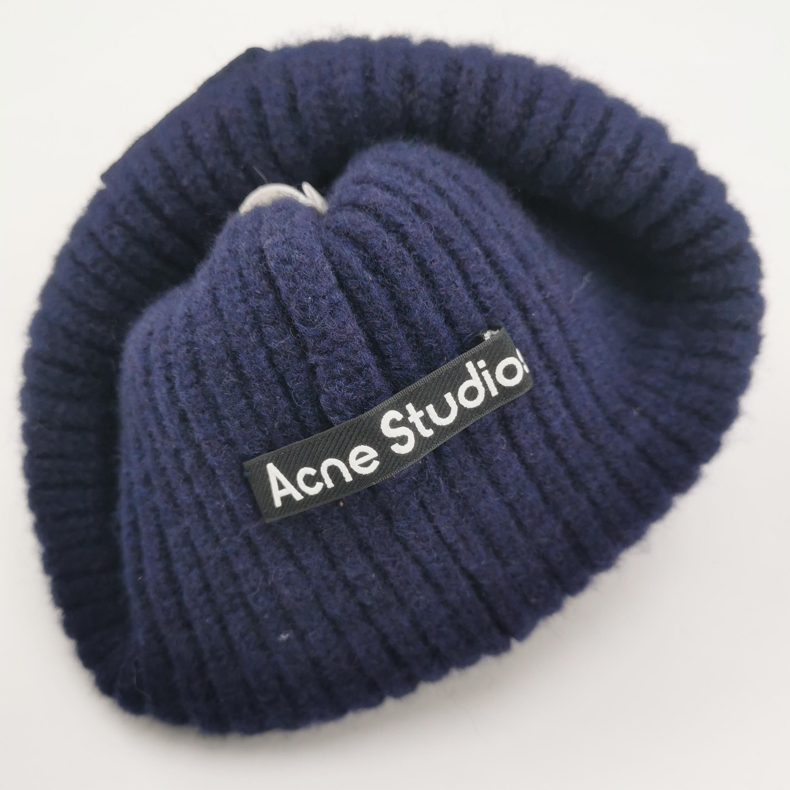 Acne Studios Acne Studios Navy Wool Face Beanie Size OS Size ONE SIZE - 4 Thumbnail
