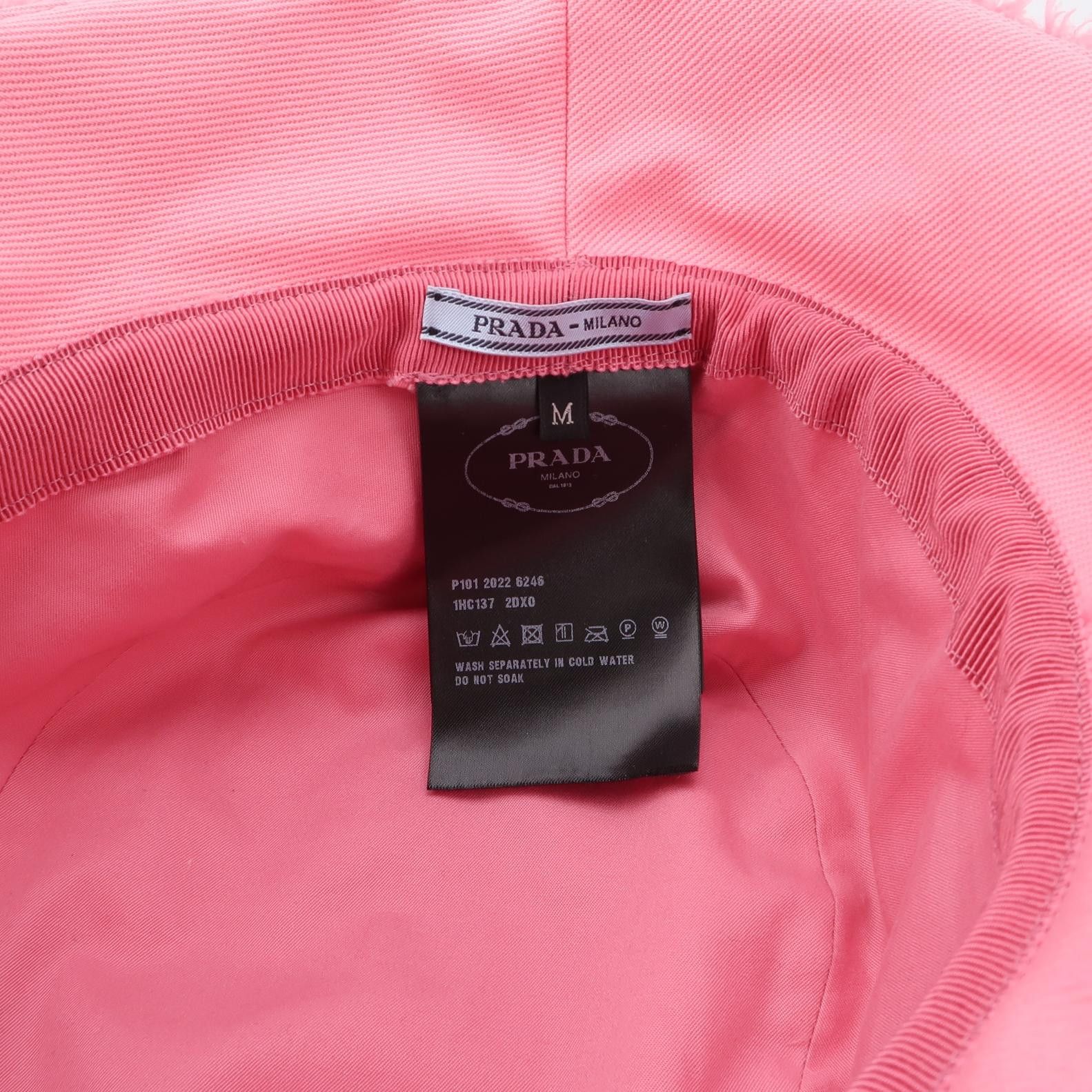 Prada Prada Pink Terry Logo Bucket Hat Size M Size ONE SIZE - 4 Thumbnail