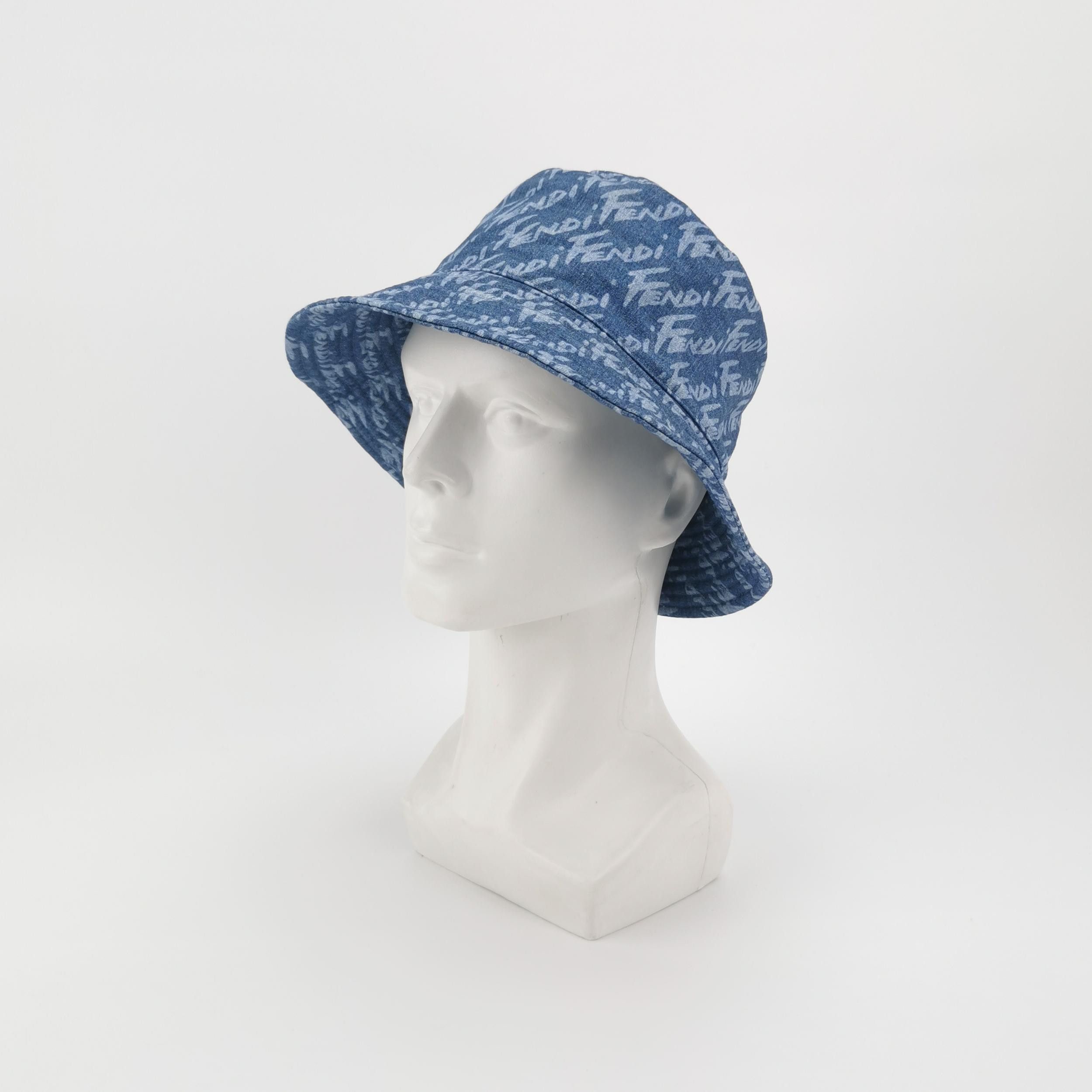 Fendi Fendi All-Over Lettering Denim Bucket Hat Size M Size ONE SIZE - 2 Thumbnail
