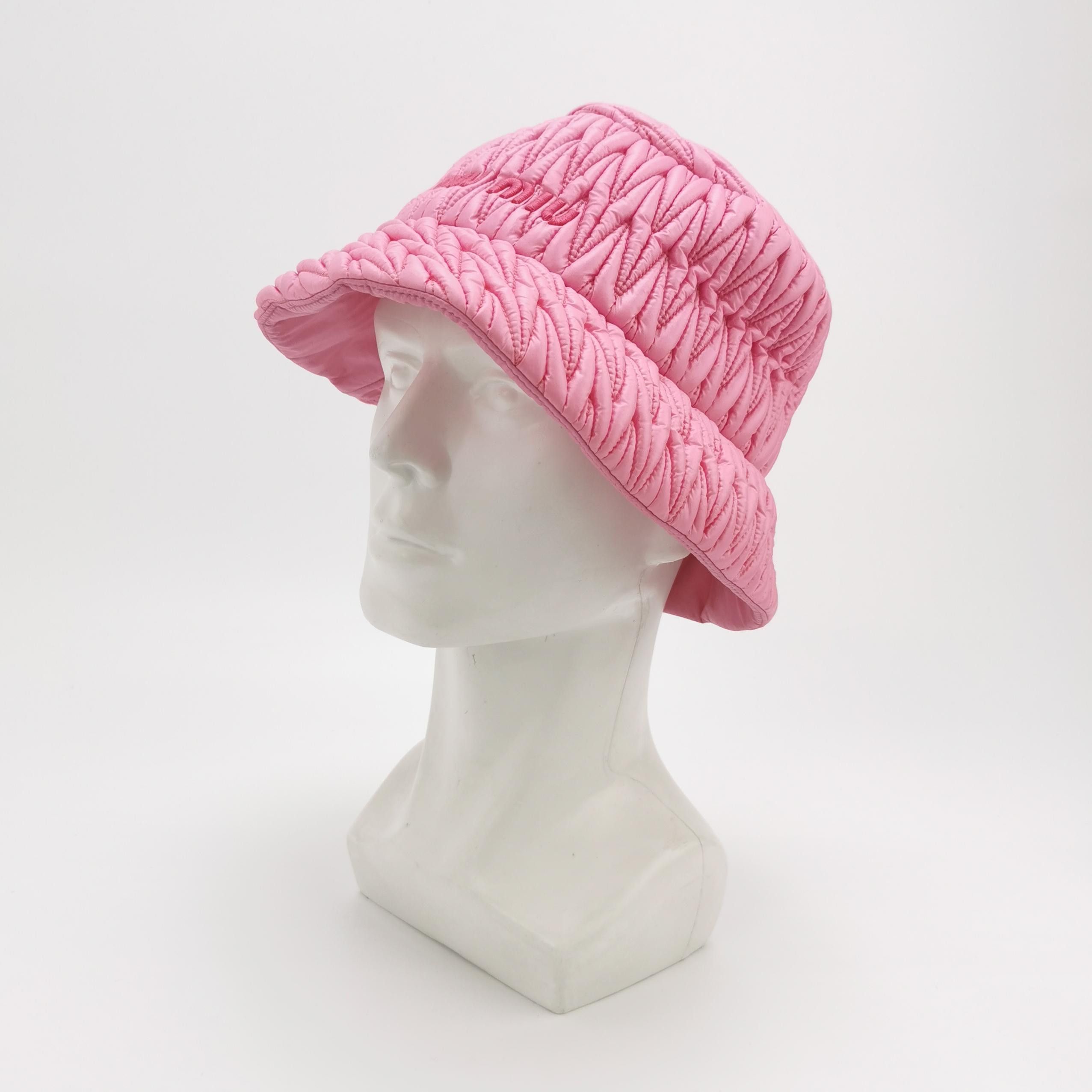 Miu Miu Miu Miu Pink Quilted Logo Bucket Hat ONE SIZE Size ONE SIZE - 2 Thumbnail