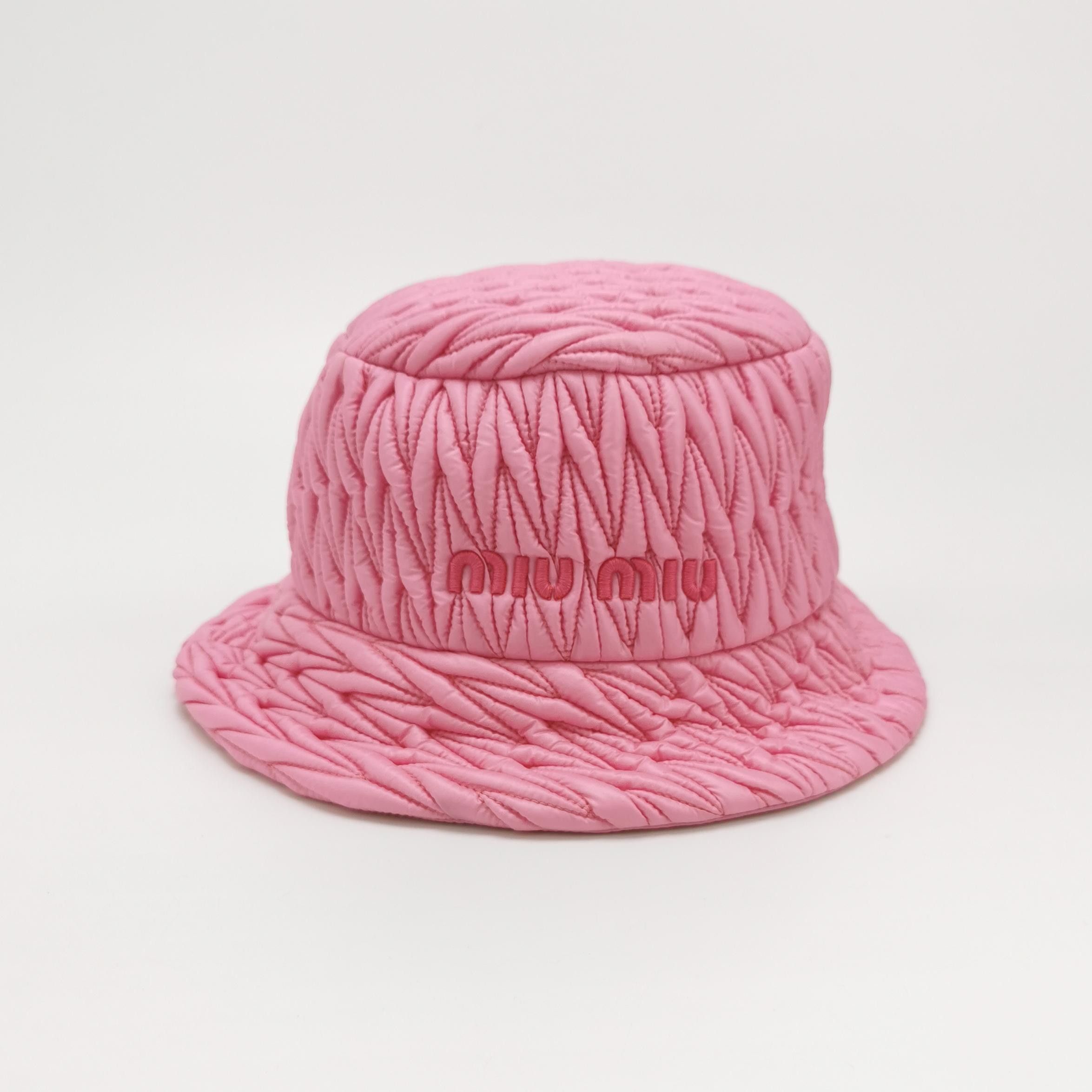 Miu Miu Miu Miu Pink Quilted Logo Bucket Hat ONE SIZE Size ONE SIZE - 4 Thumbnail