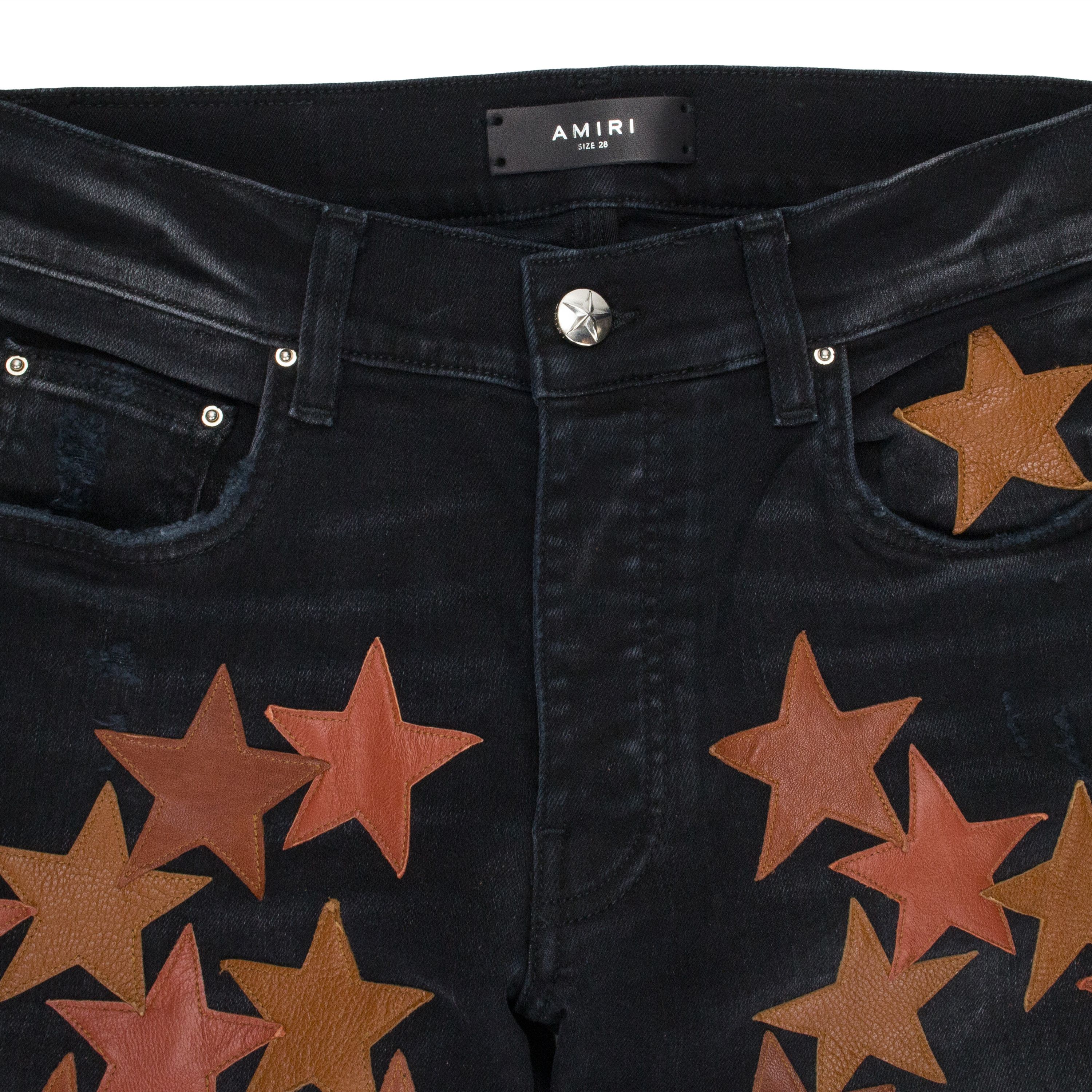 Amiri Amiri STAR APPLIQUE CHEMIST AGED BLACK JEANS Size 34 Size US 34 / EU 50 - 3 Thumbnail