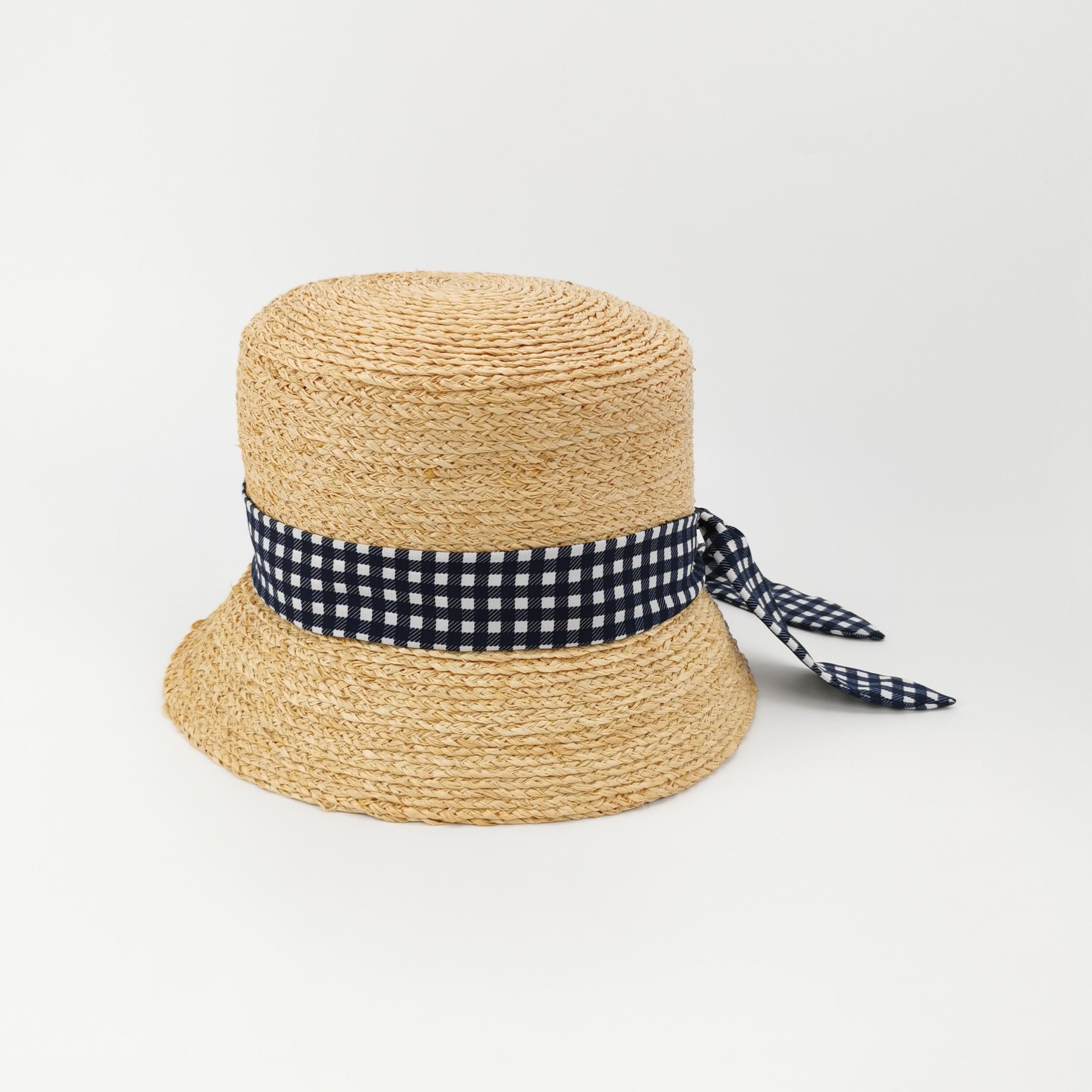 Miu Miu Miu Miu Gingham Ribbon Straw Bucket Hat Size S Size ONE SIZE - 3 Thumbnail