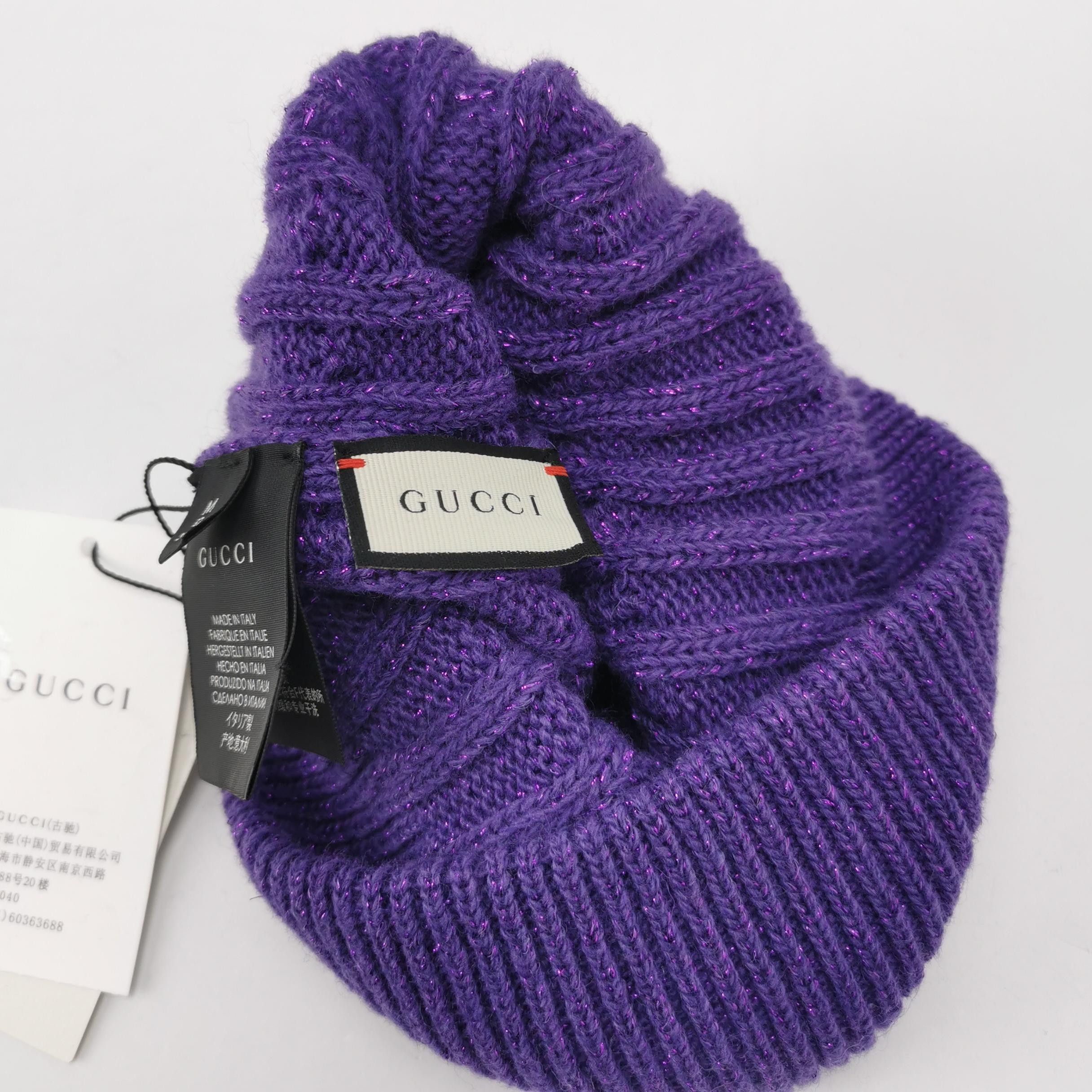 Gucci Gucci Purple Metallic Knit Beanie ONE SIZE Size ONE SIZE - 4 Thumbnail