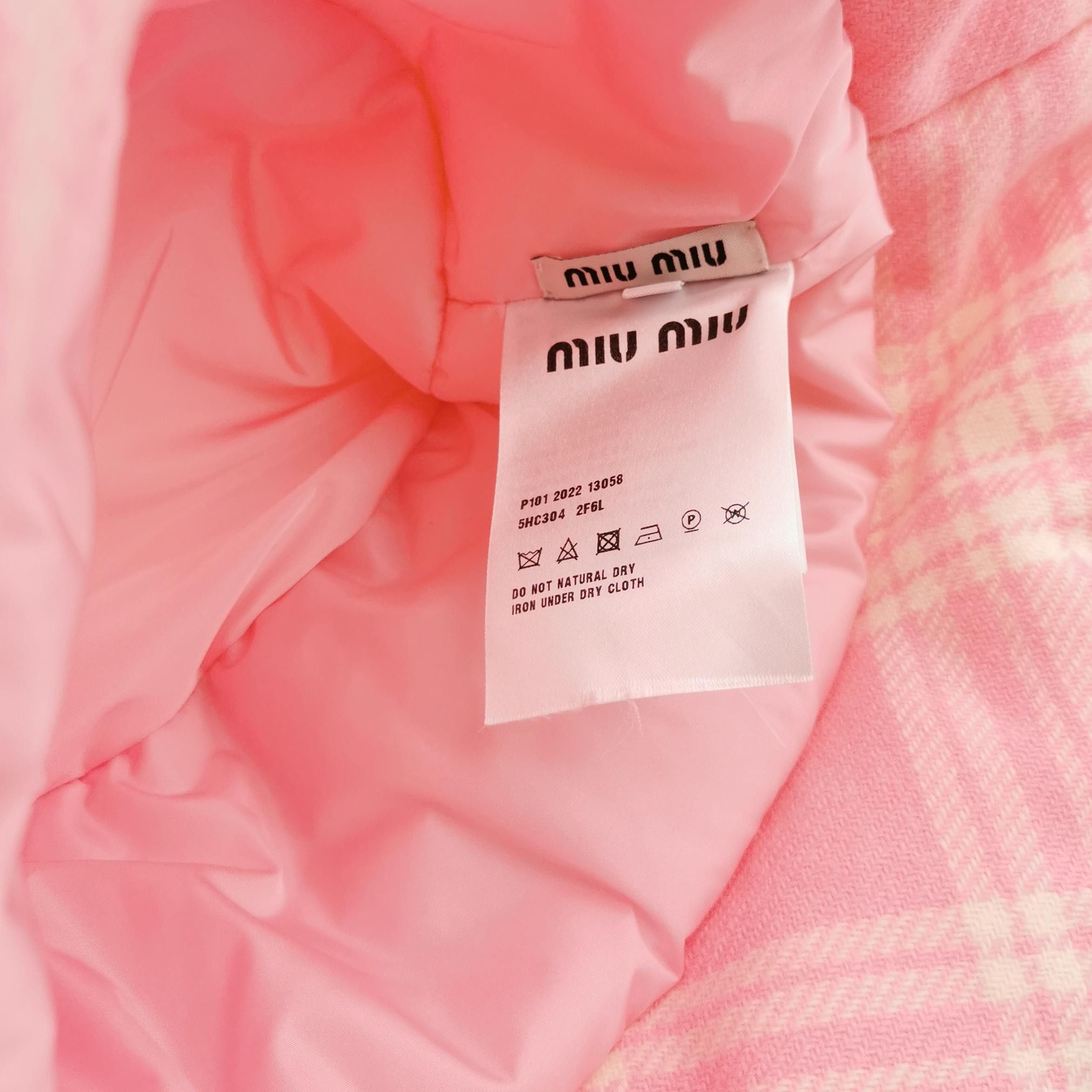 Miu Miu Miu Miu Pink Plaid Logo Bucket Hat Size ONE SIZE Size ONE SIZE - 4 Thumbnail