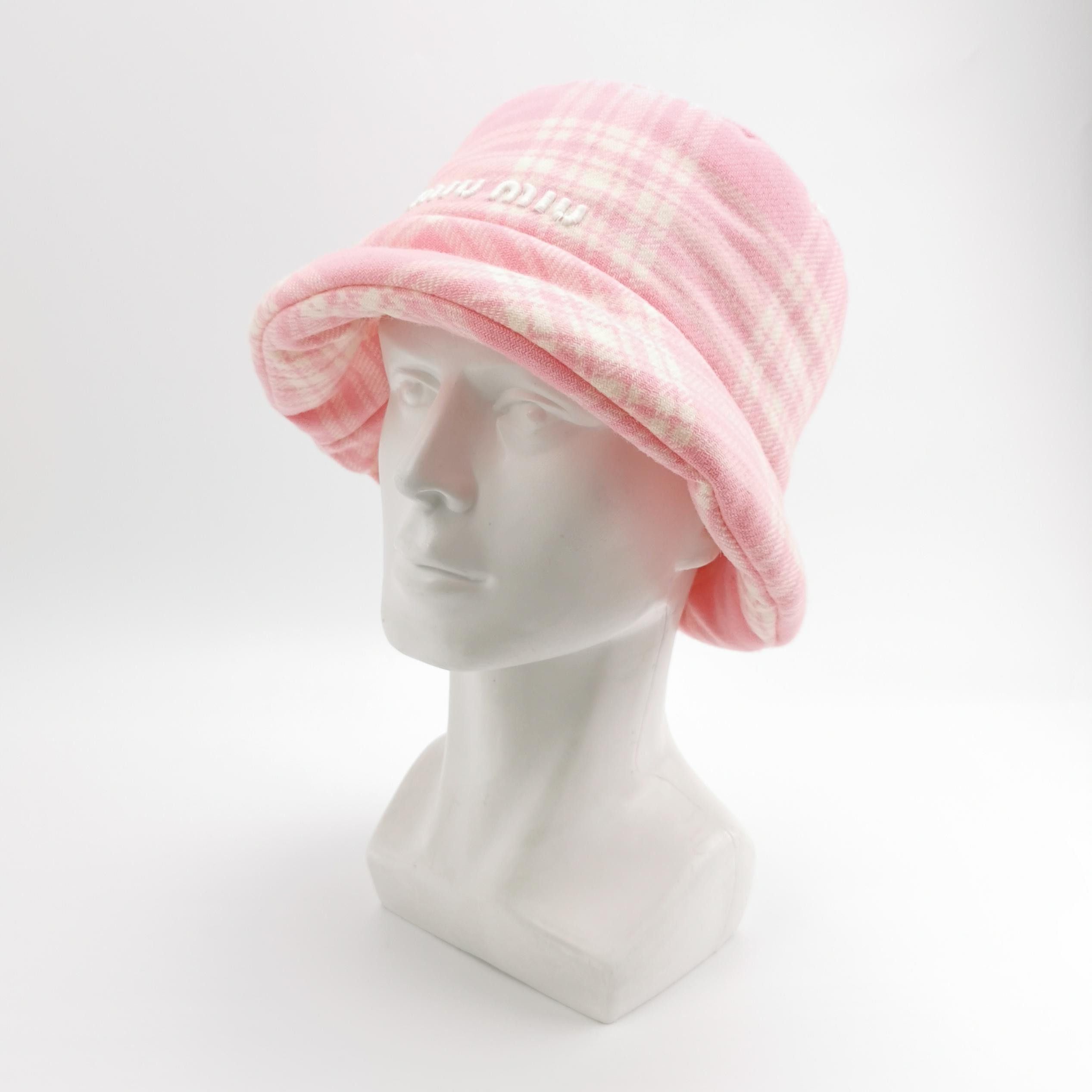 Miu Miu Miu Miu Pink Plaid Logo Bucket Hat Size ONE SIZE Size ONE SIZE - 2 Thumbnail