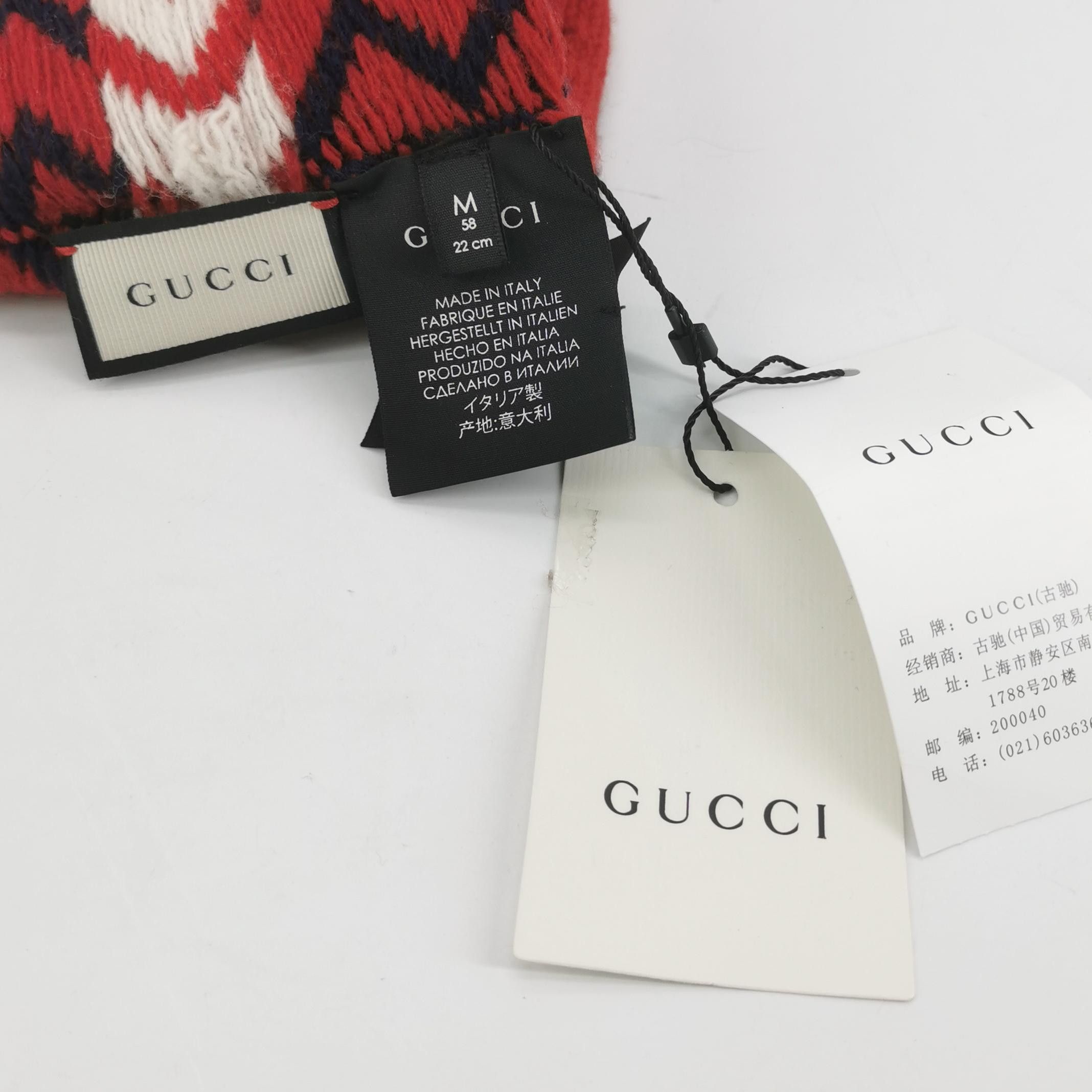 Gucci Gucci Red and Black Chevron Knit Beanie Size ONE SIZE - 3 Thumbnail
