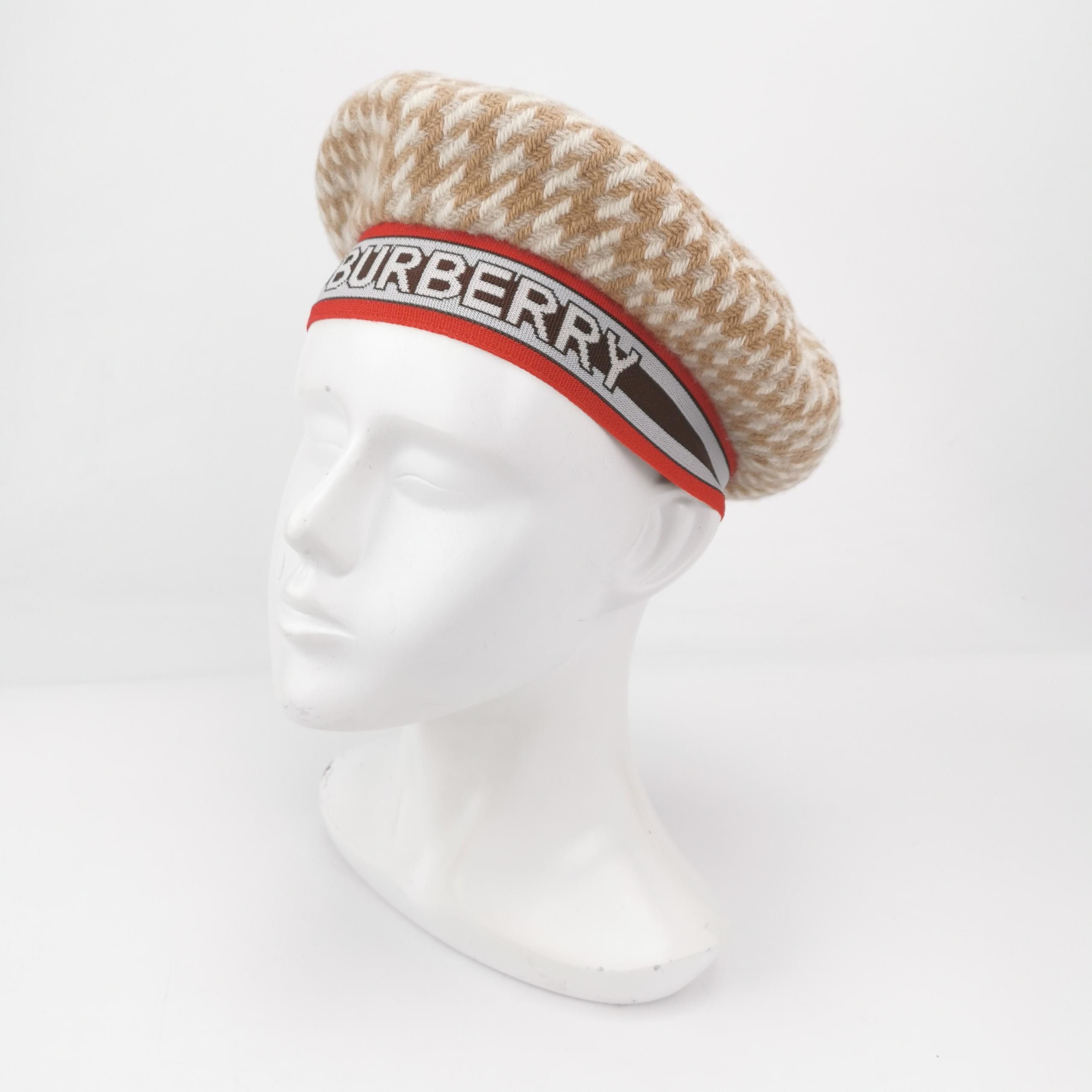 Burberry Burberry Herringbone Logo Trim Beret Size L Size ONE SIZE - 2 Thumbnail