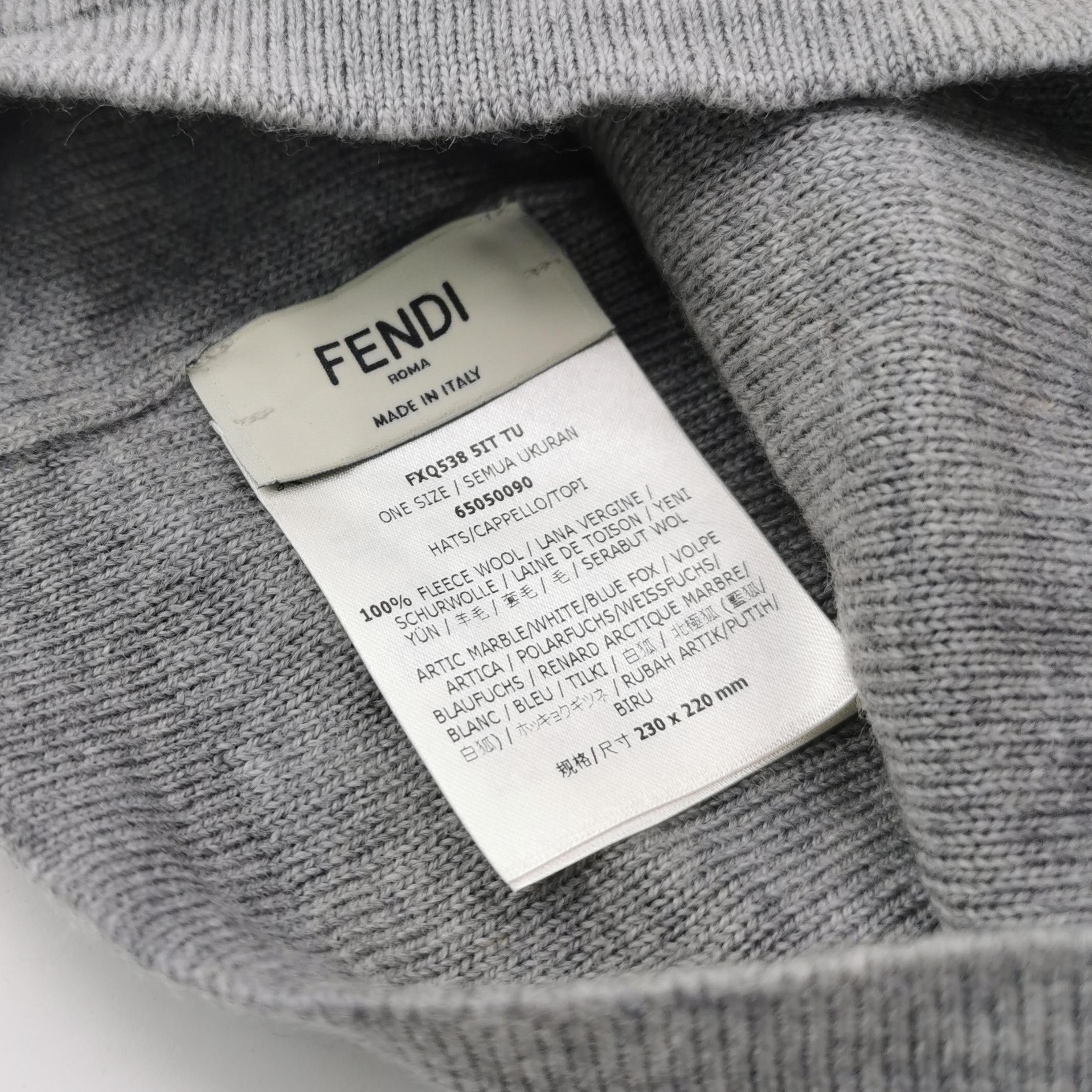 Fendi Fendi Graphic Wool Pompom Beanie Size ONE SIZE Size ONE SIZE - 3 Thumbnail
