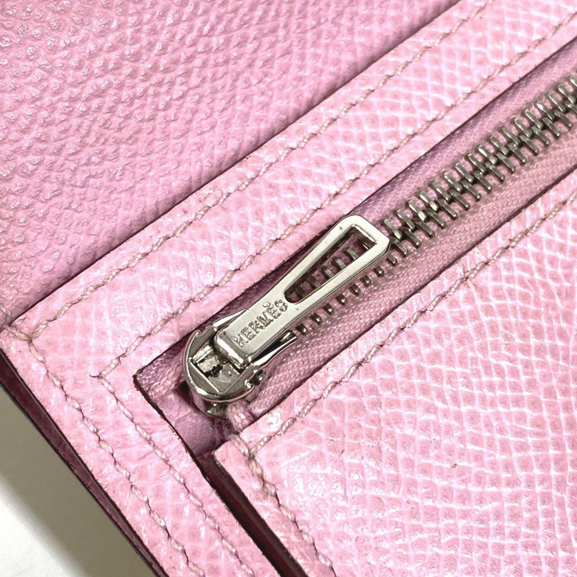 Hermes Hermes Bicolor Bearn Compact Verso H Logo Wallet Bi-fold Epsom Leather Men's Women's Yellow x Pink Size ONE SIZE - 14 Thumbnail