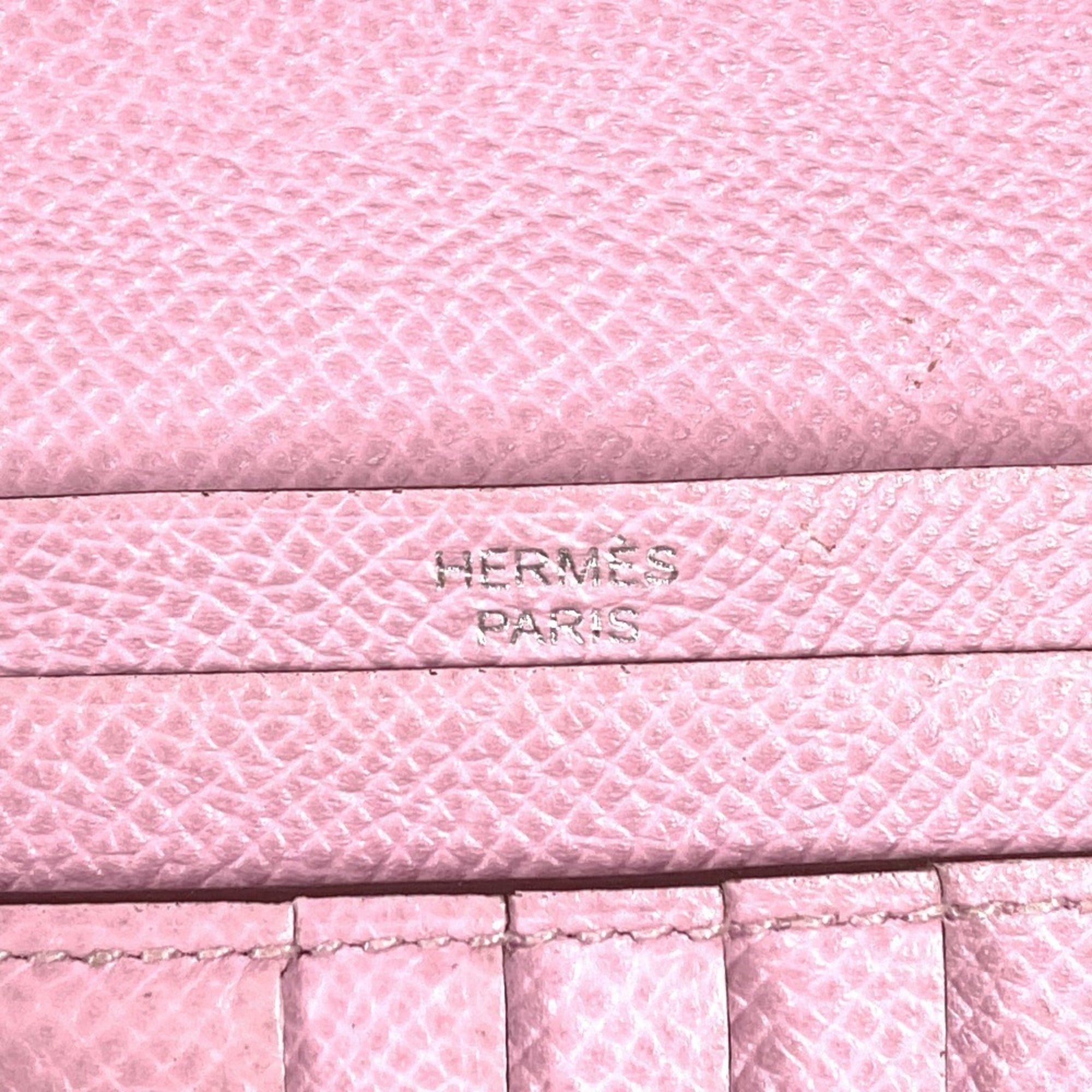 Hermes Hermes Bicolor Bearn Compact Verso H Logo Wallet Bi-fold Epsom Leather Men's Women's Yellow x Pink Size ONE SIZE - 13 Thumbnail