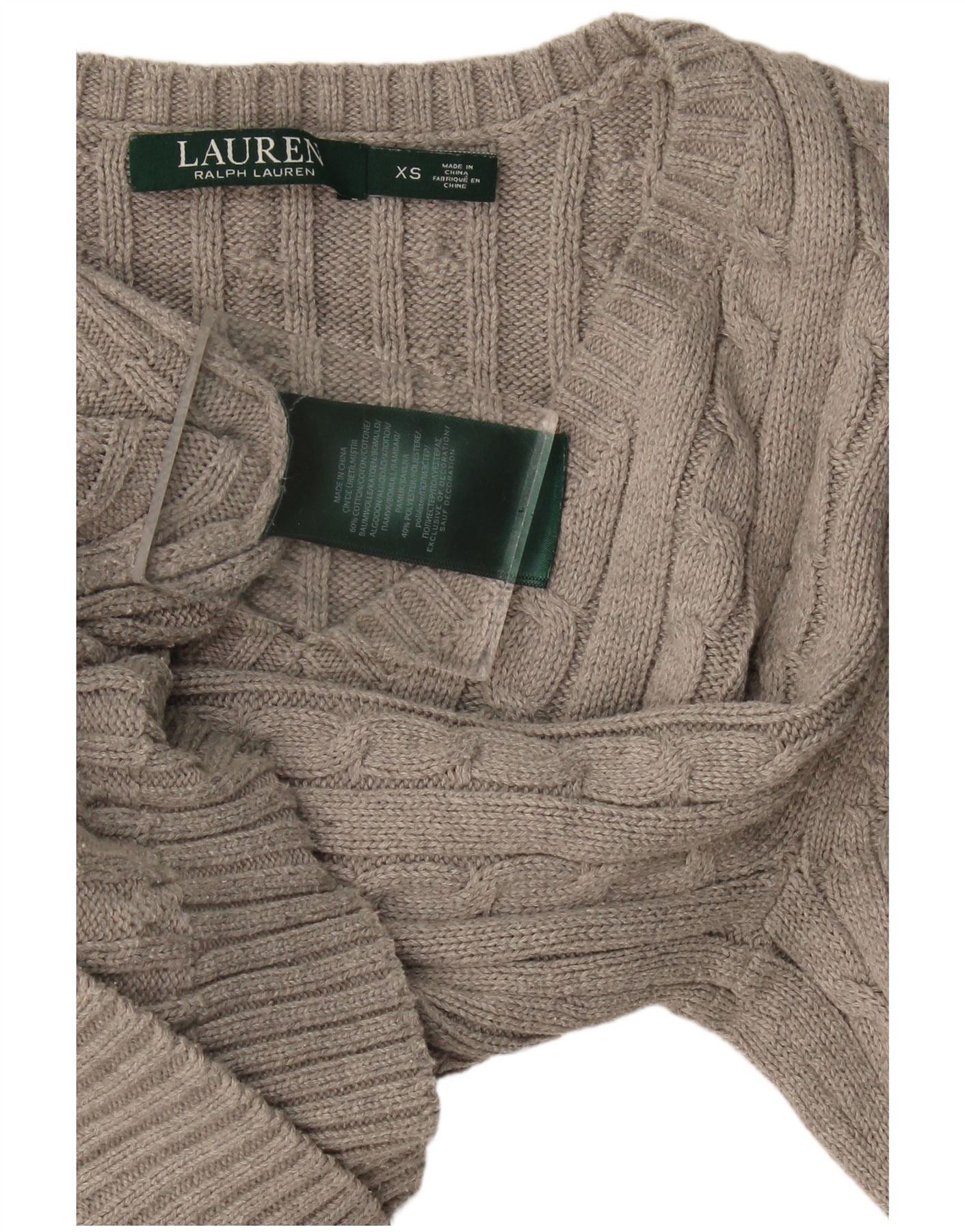Ralph Lauren Womens Overd V-Neck Jumper Sweater UK 6 XS Grey Cotton Size S / US 4 / IT 40 - 3 Thumbnail