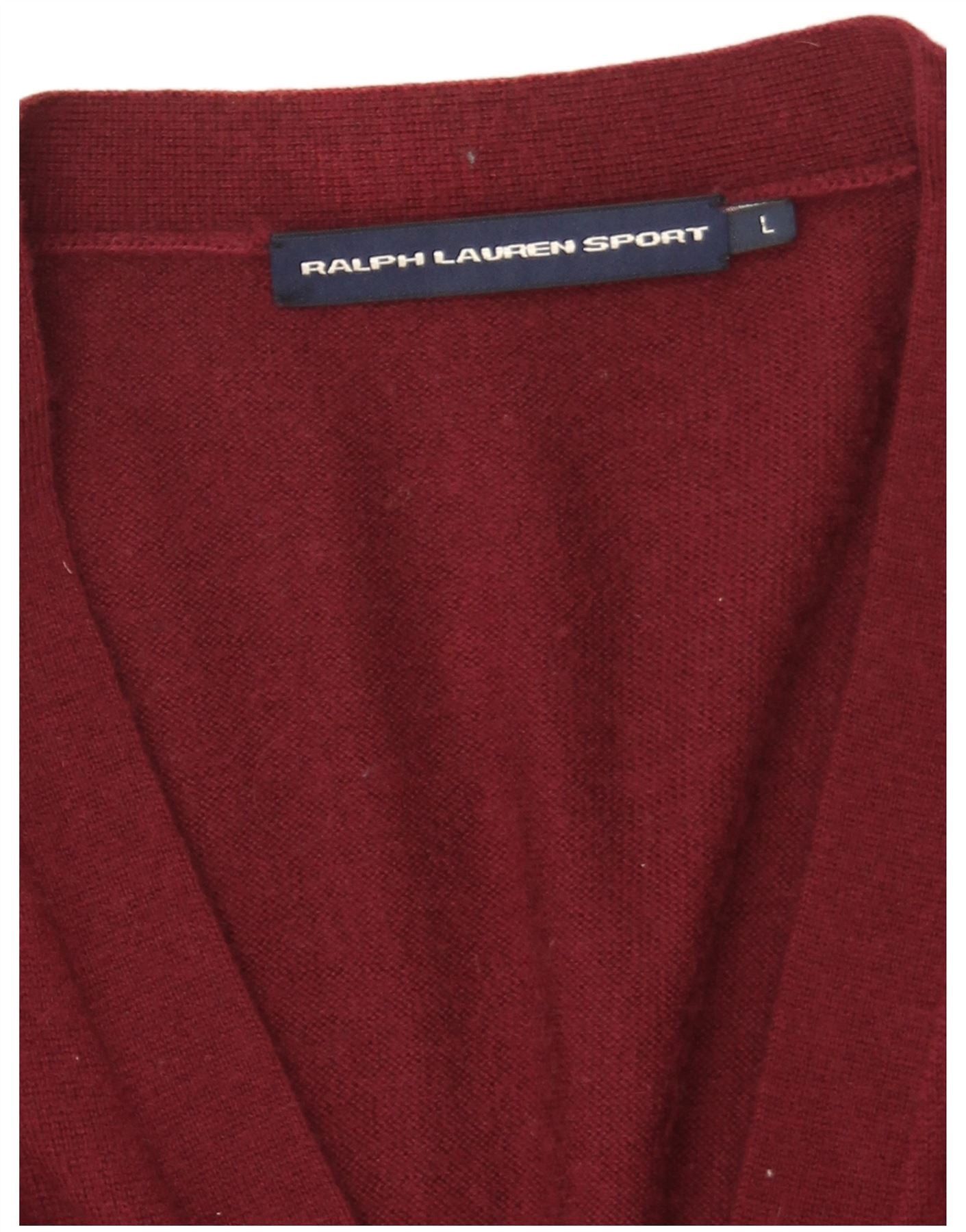Ralph Lauren Womens Cardigan Sweater UK 16 Large Burgundy Merino Wool Size M / US 6-8 / IT 42-44 - 3 Thumbnail