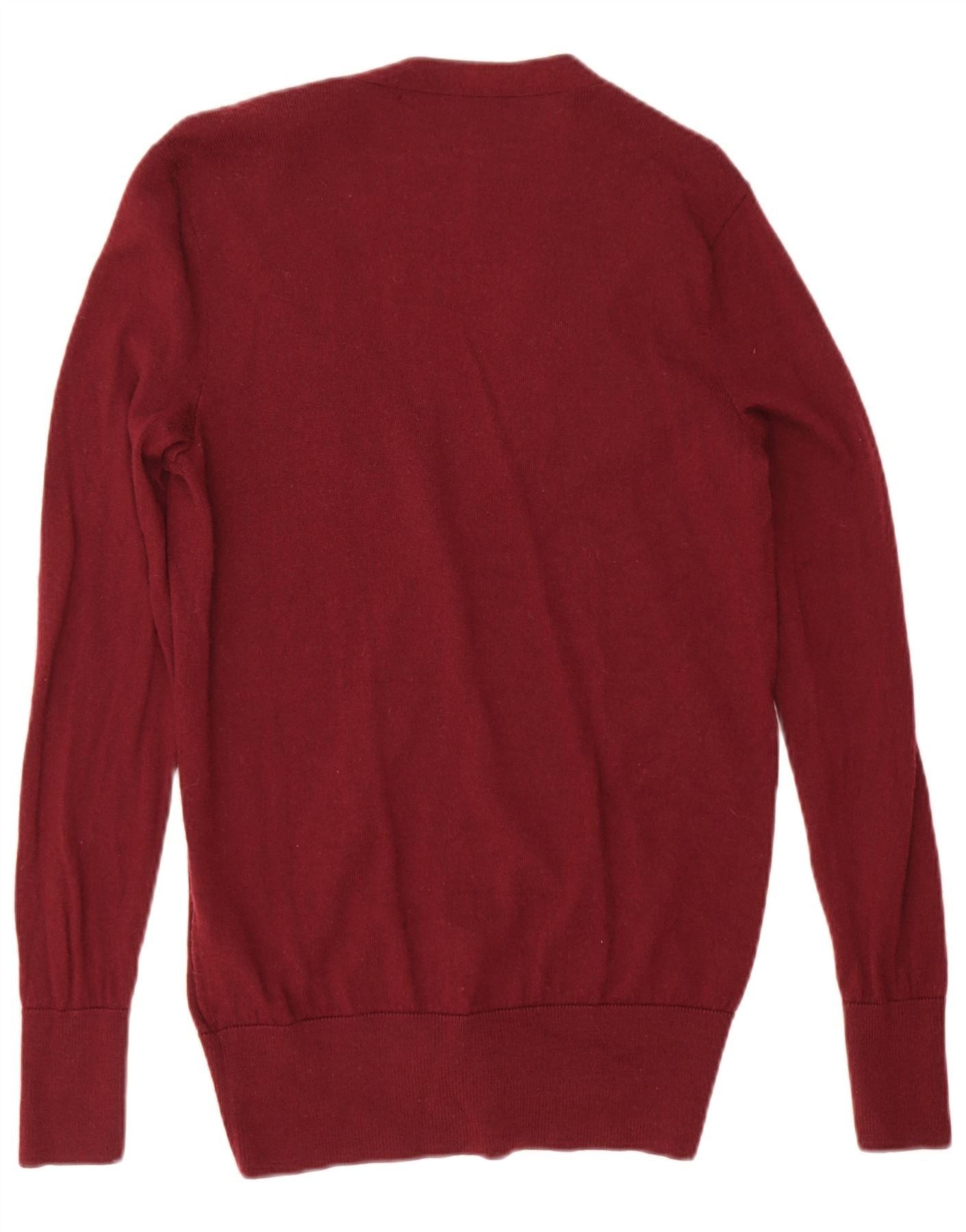 Ralph Lauren Womens Cardigan Sweater UK 16 Large Burgundy Merino Wool Size M / US 6-8 / IT 42-44 - 2 Thumbnail