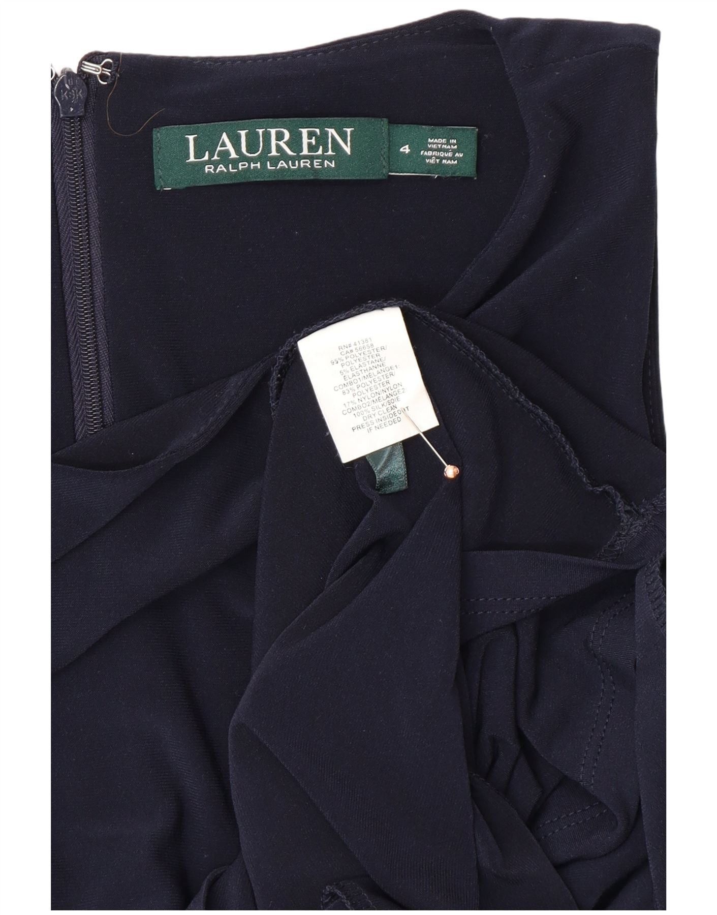 Ralph Lauren Womens Sleeveless Sheath Dress US 4 Small Navy Blue Polyeste Size XXS / US 00 / IT 34 - 4 Thumbnail