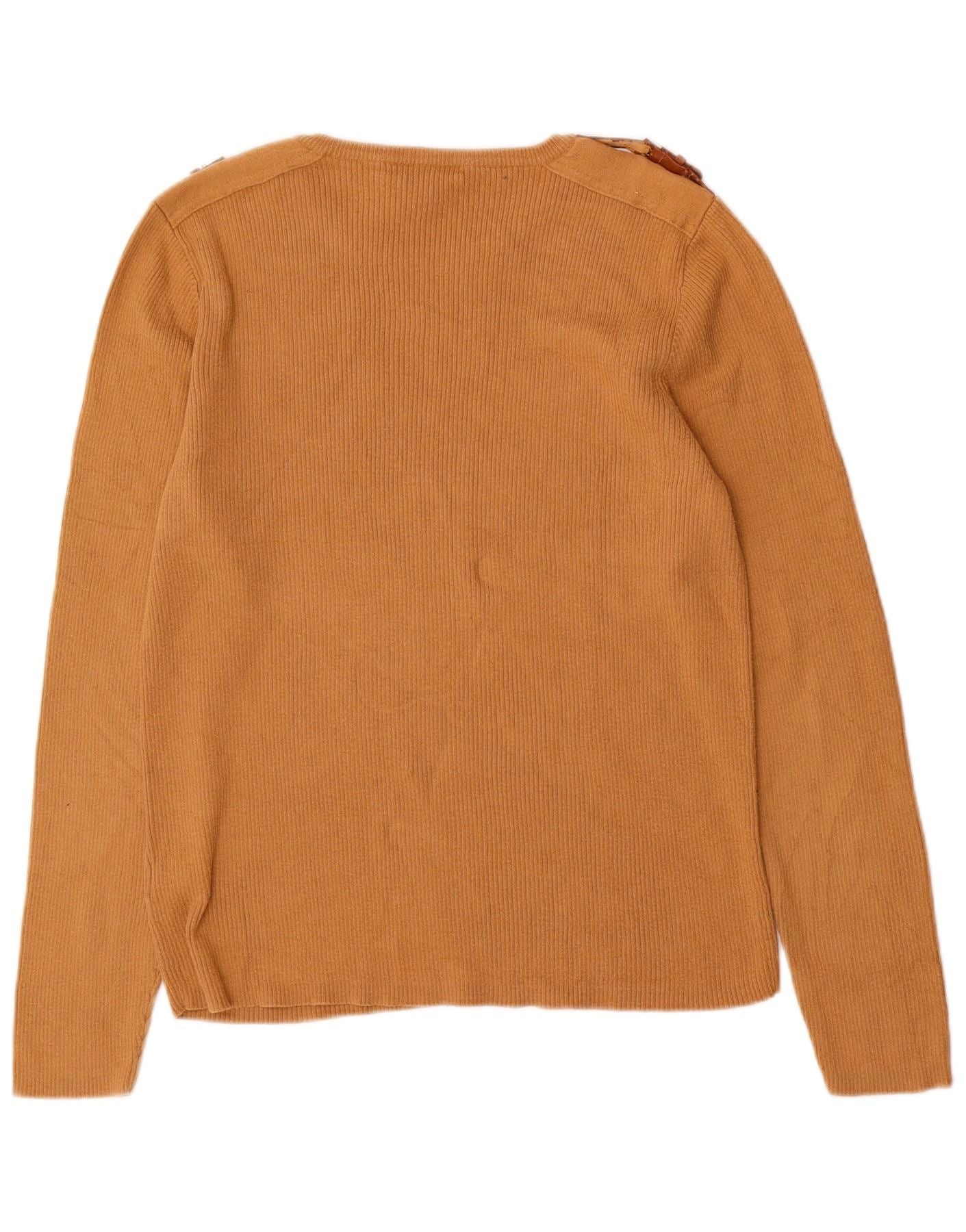 Ralph Lauren Womens Boat Neck Jumper Sweater UK 18 XL Beige Cotton Size M / US 6-8 / IT 42-44 - 2 Thumbnail