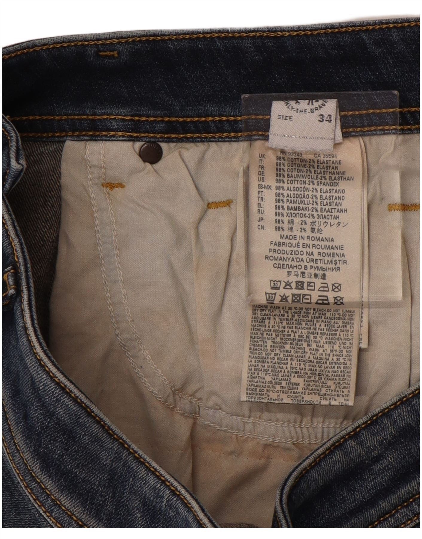 Diesel Mens Distressed Skinny Jeans W34 L35 Blue Cotton Size US 34 / EU 50 - 3 Thumbnail