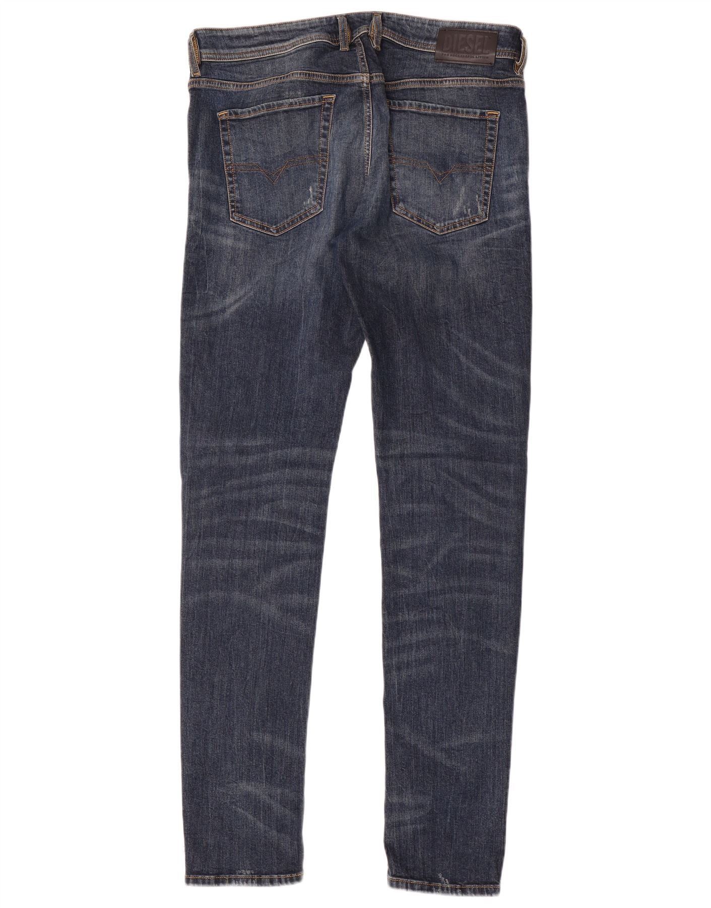 Diesel Mens Distressed Skinny Jeans W34 L35 Blue Cotton Size US 34 / EU 50 - 2 Thumbnail