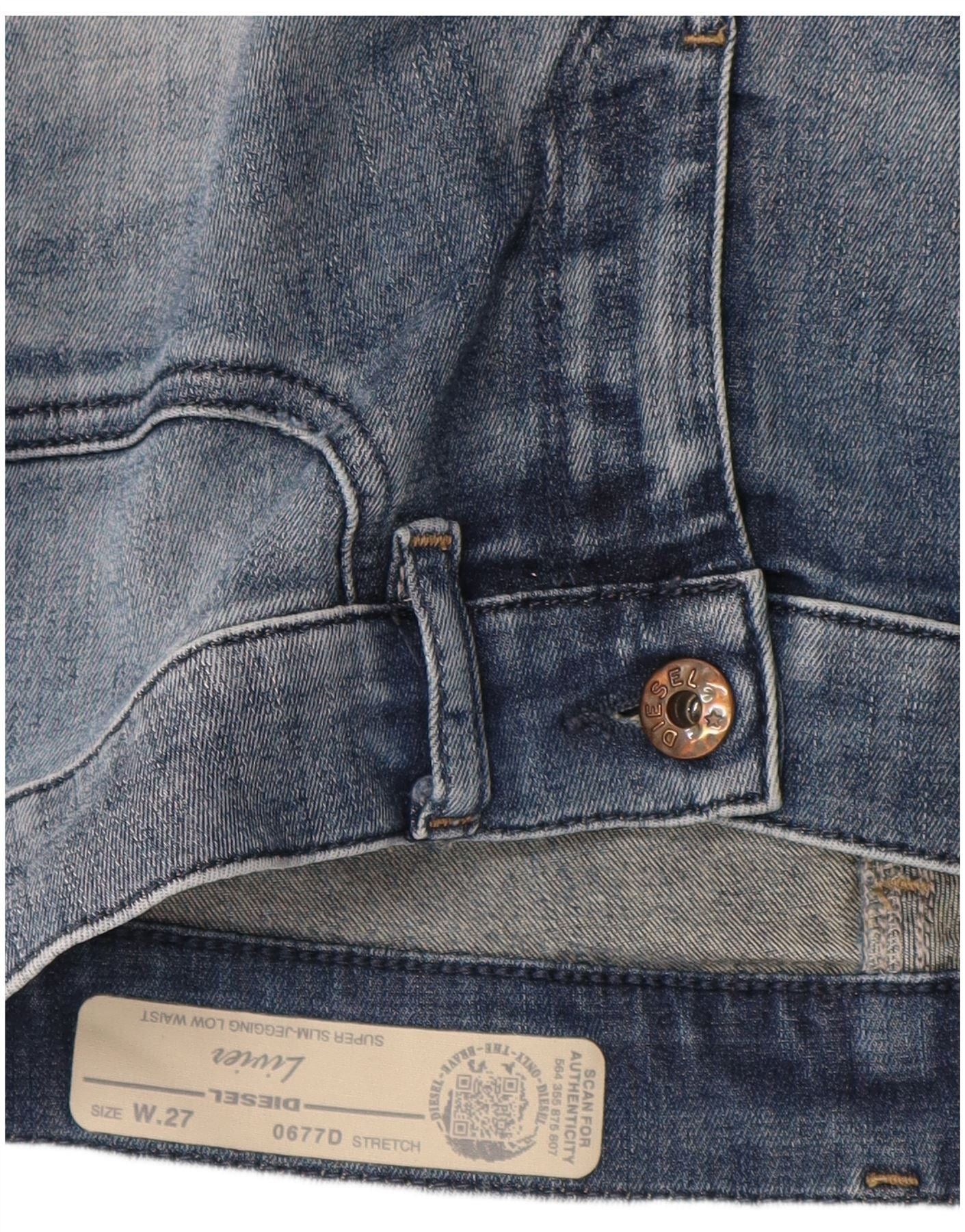 Diesel Womens Livier Low Waist Super Slim Skinny Jeans W27 L28 Blue Size 27" / US 4 / IT 40 - 3 Thumbnail