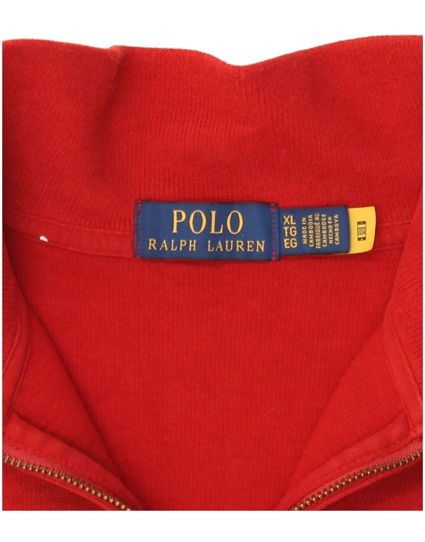 Polo Ralph Lauren Womens Overd Zip Neck Sweatshirt Jumper UK 18 XL Red Size XL / US 12-14 / IT 48-50 - 4 Thumbnail