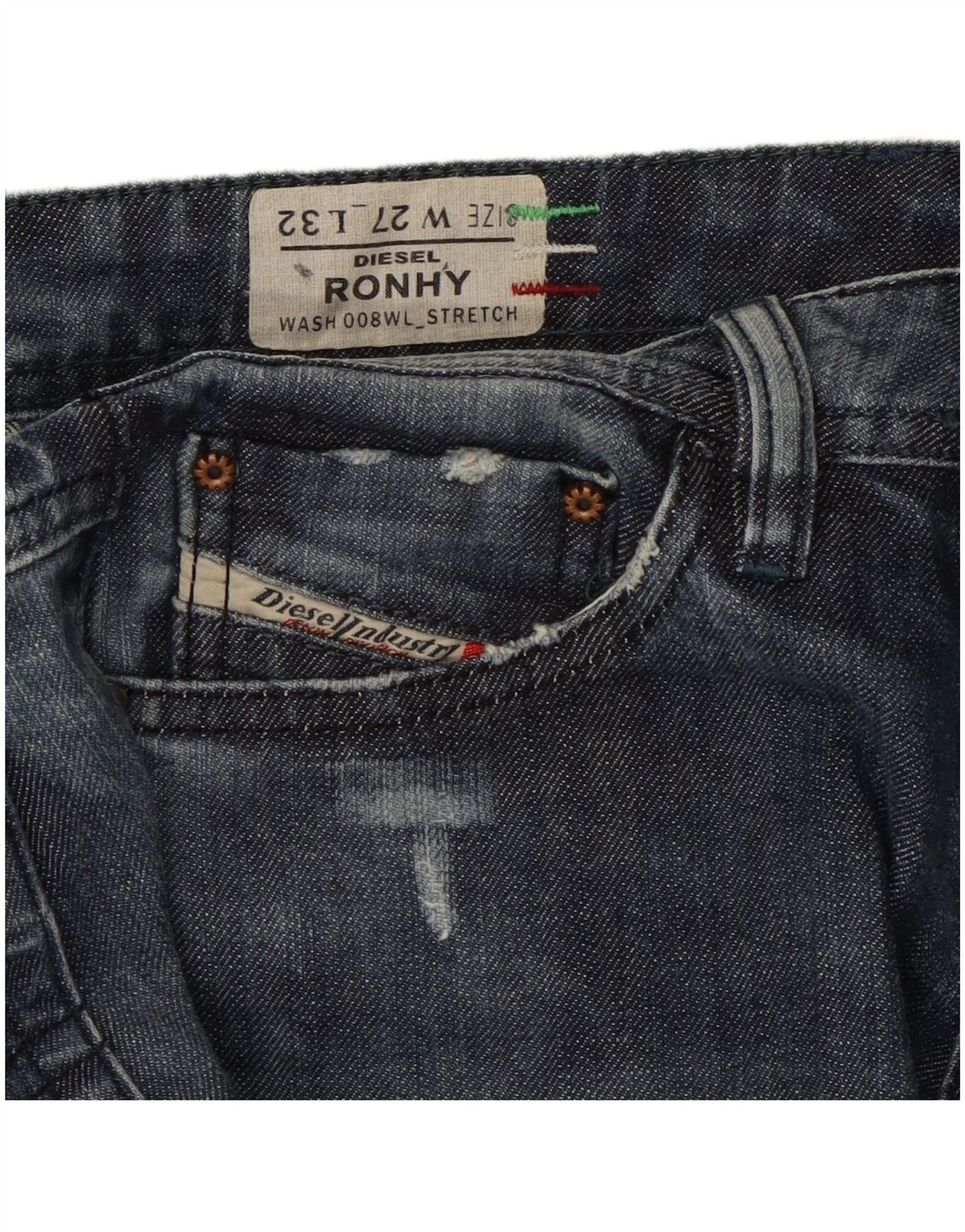 Diesel Womens Ronhy Acid Wash Straight Jeans W27 L32 Navy Blue Size 42" / US 20 - 3 Thumbnail