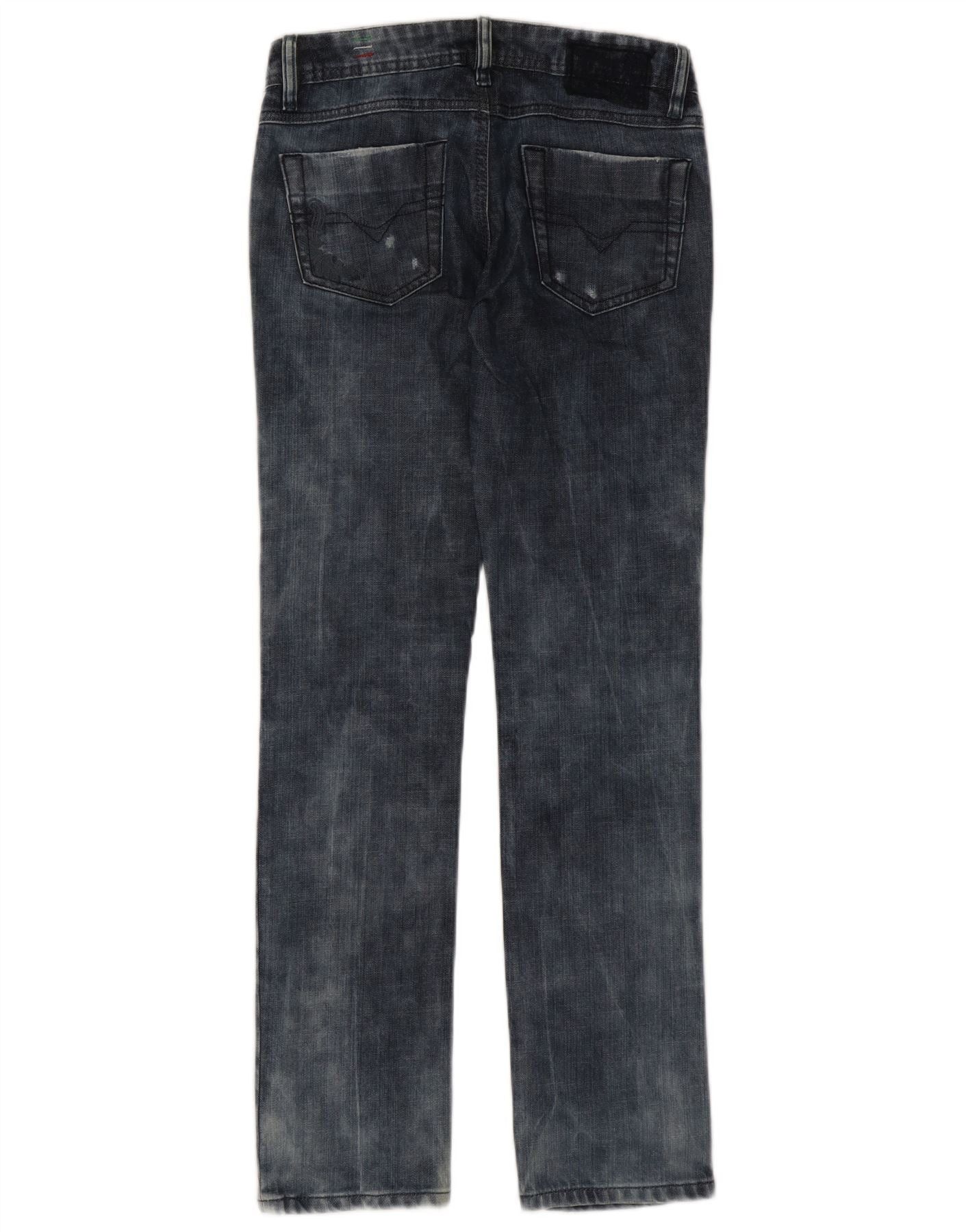Diesel Womens Ronhy Acid Wash Straight Jeans W27 L32 Navy Blue Size 42" / US 20 - 2 Thumbnail