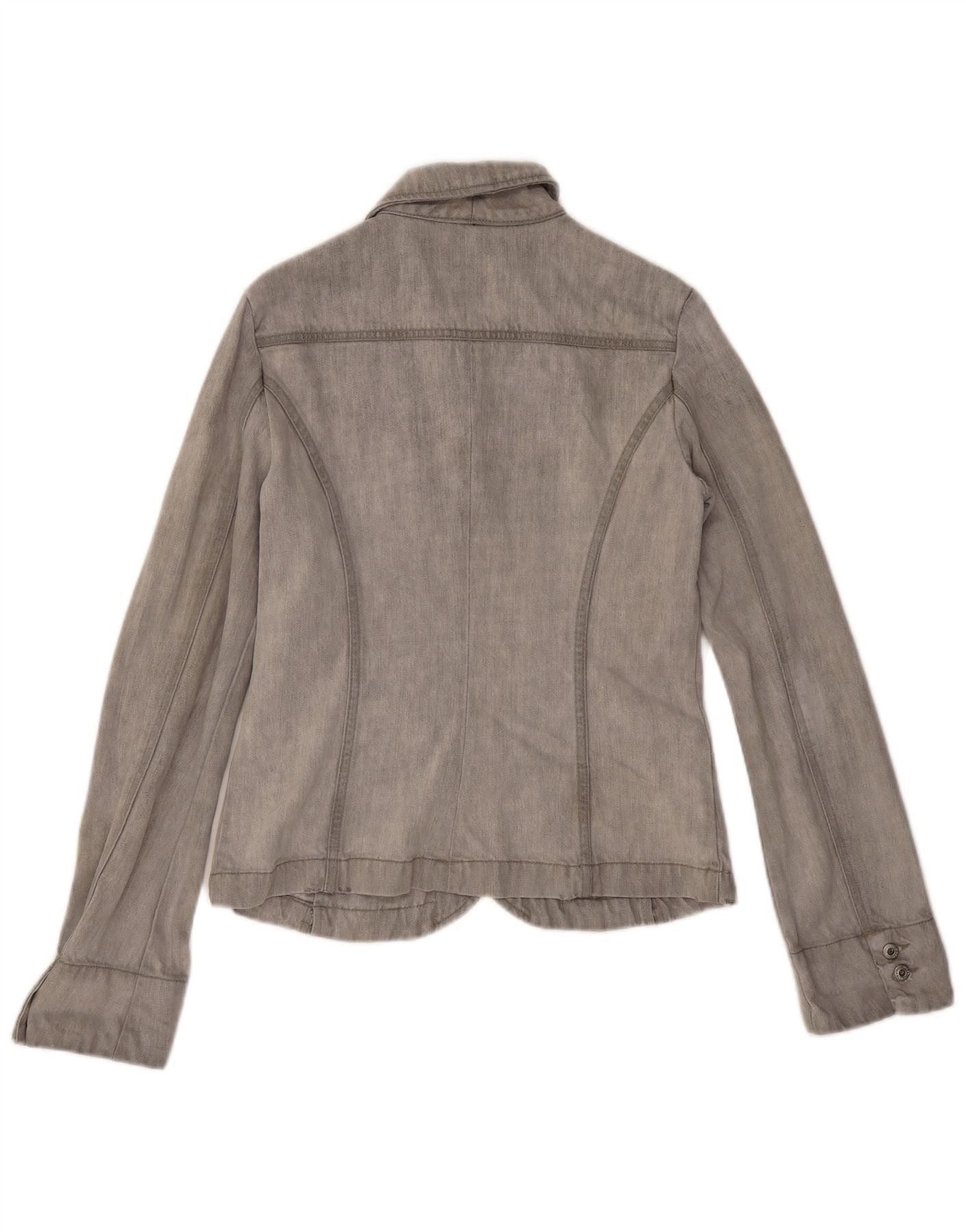 Diesel Womens 2 Button Blazer Jacket UK 14 Large Grey Cotton Size XS / US 0-2 / IT 36-38 - 2 Thumbnail