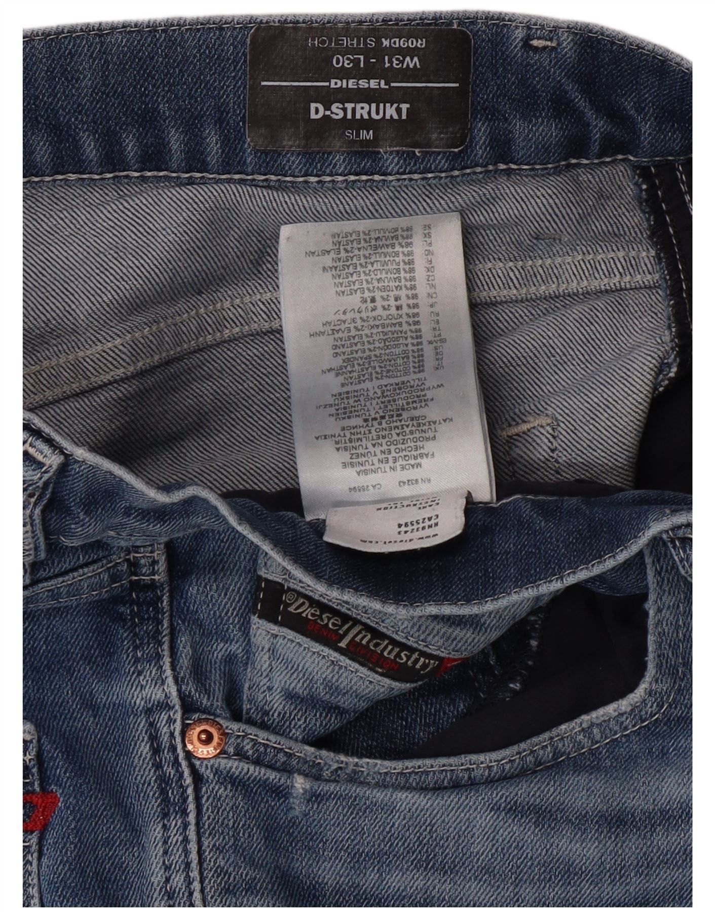 Diesel Womens D-Strukt Slim Jeans W31 L30 Blue Cotton Size 42" / US 20 - 3 Thumbnail