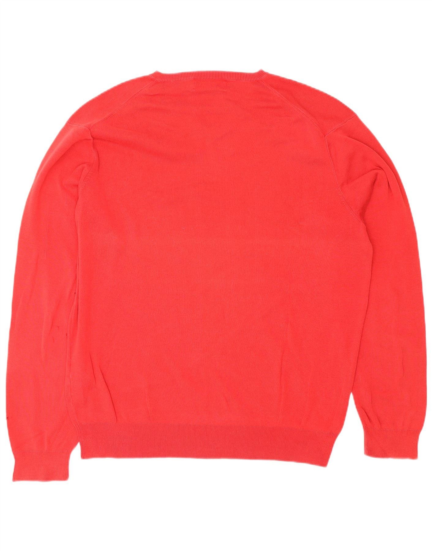Polo Ralph Lauren Mens V-Neck Jumper Sweater Large Red Cotton Size US XL / EU 56 / 4 - 2 Thumbnail