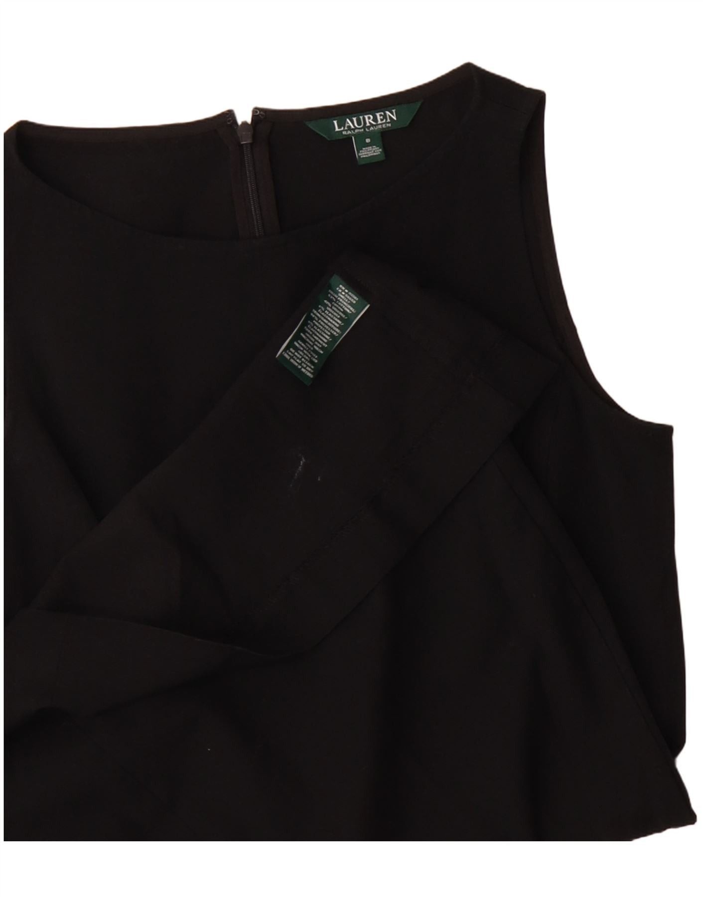 Ralph Lauren Womens Sleeveless A-Line Dress US 8 Medium Black Cotton Size XS / US 0-2 / IT 36-38 - 3 Thumbnail