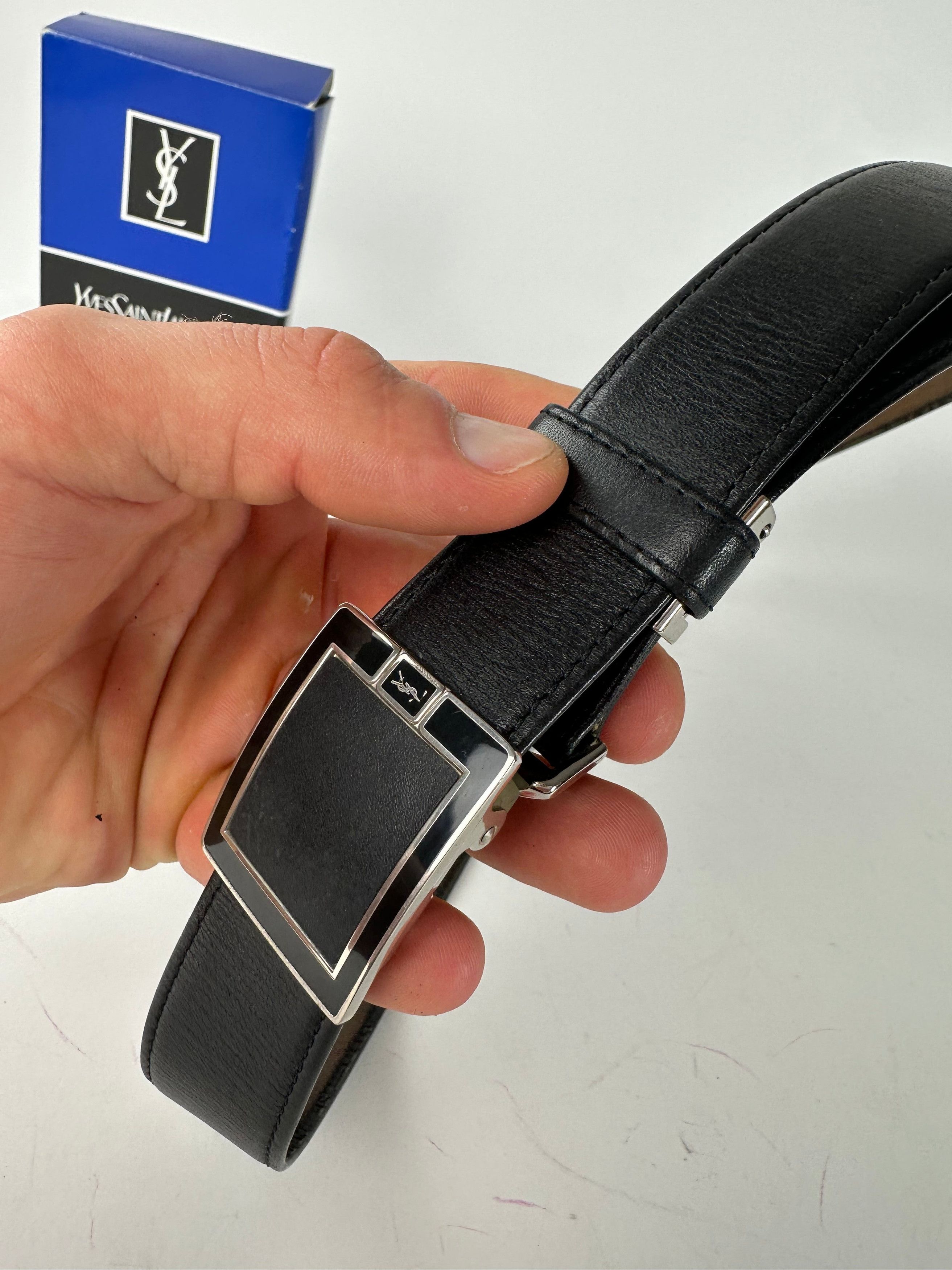 Other Vintage Yves Saint Laurent Snake Emblossed Leather Belt Blac Size ONE SIZE - 3 Thumbnail