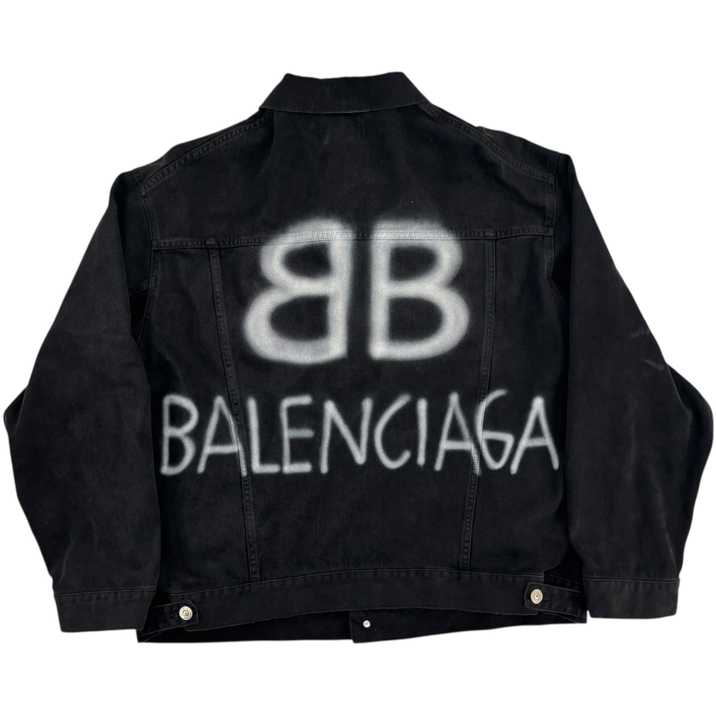Balenciaga Spray Paint Logo Denim Jacket Black Size US S / EU 44-46 / 1 - 3 Thumbnail